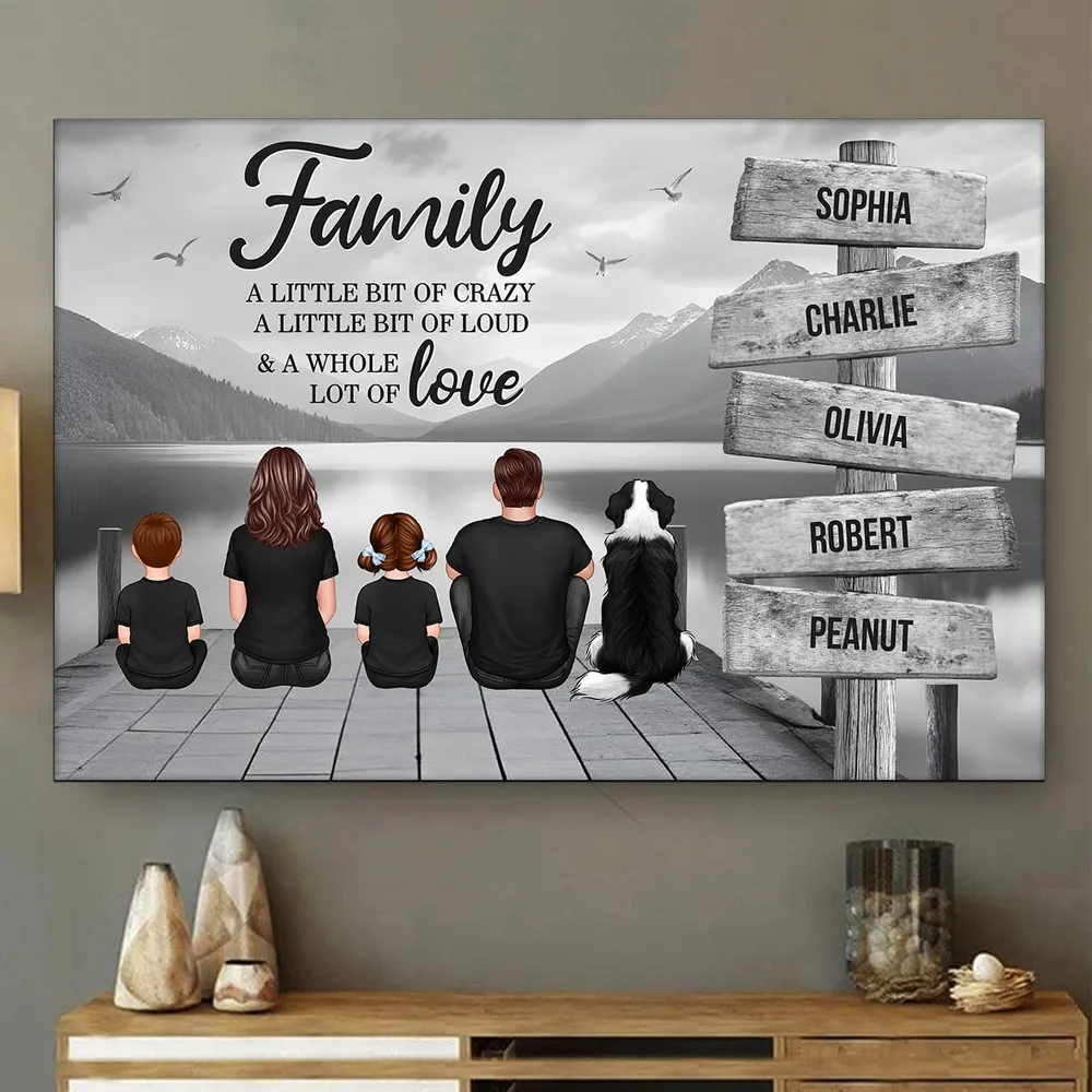Beach Landscape Family A Little Whole Lot of Love Sign Posts Personalized Poster or Plaque or Ornament or Keychain, Home Decoration, Gift For Family - Image 4