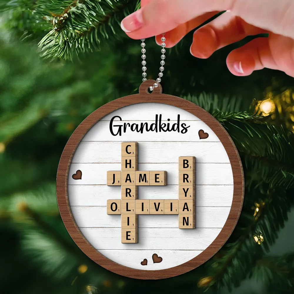 Personalized Grandkids 2-Layer Wooden Ornament - Heartfelt Family Keepsake for Grandparents - Image 7