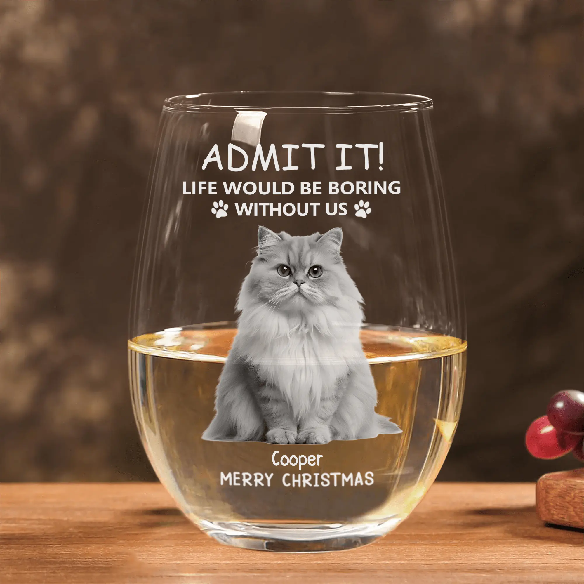 Personalized Christmas Glass Cup - Funny Pet - Themed Gift Cup - Image 5