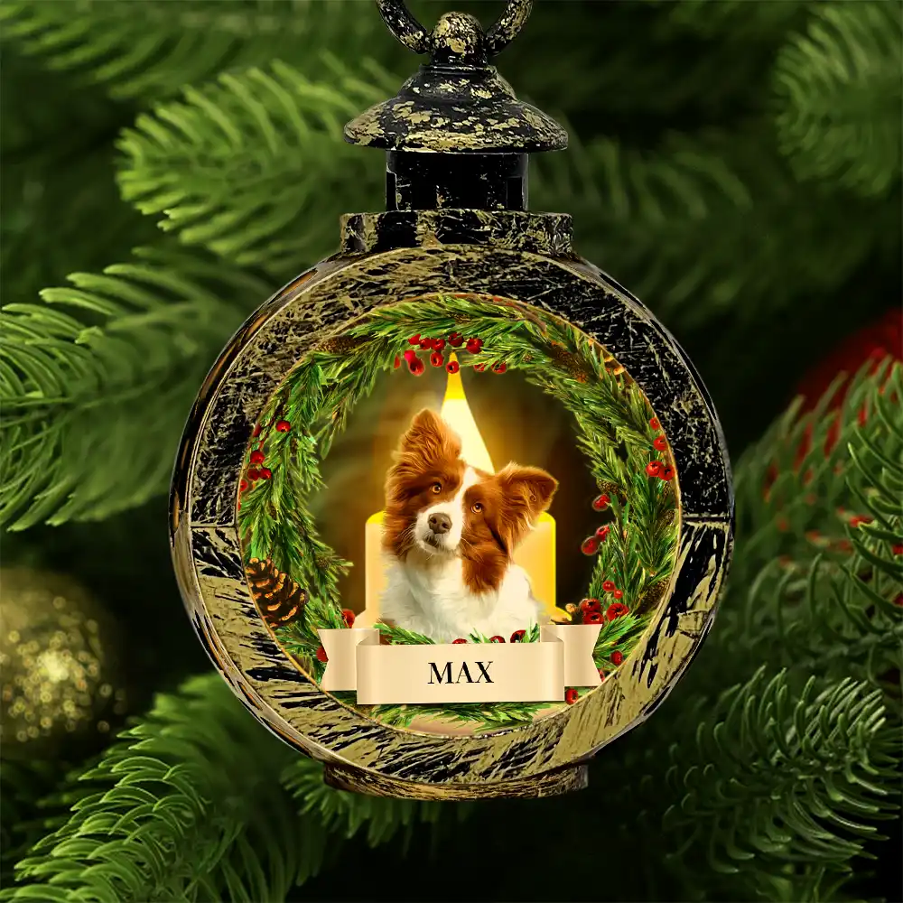 Personalized Pet Memorial Lantern Ornament, Custom Christmas Decoration with Pet Photo and Name - Image 2