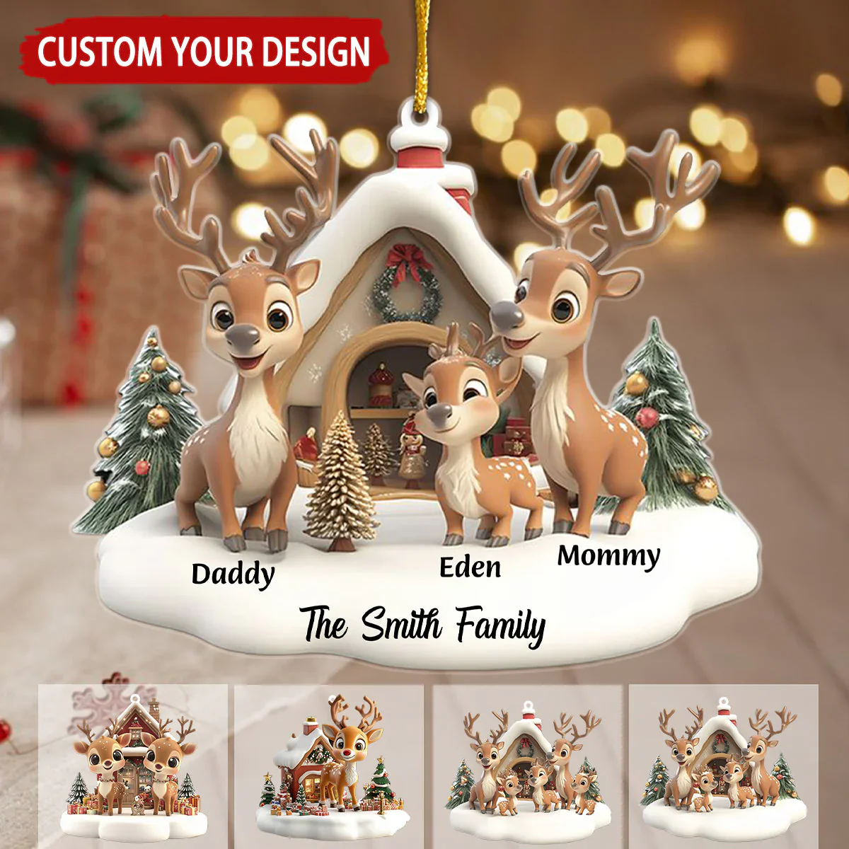 Custom Reindeer Family Ornament - A Heartwarming Christmas Gift for Loved Ones - Image 3