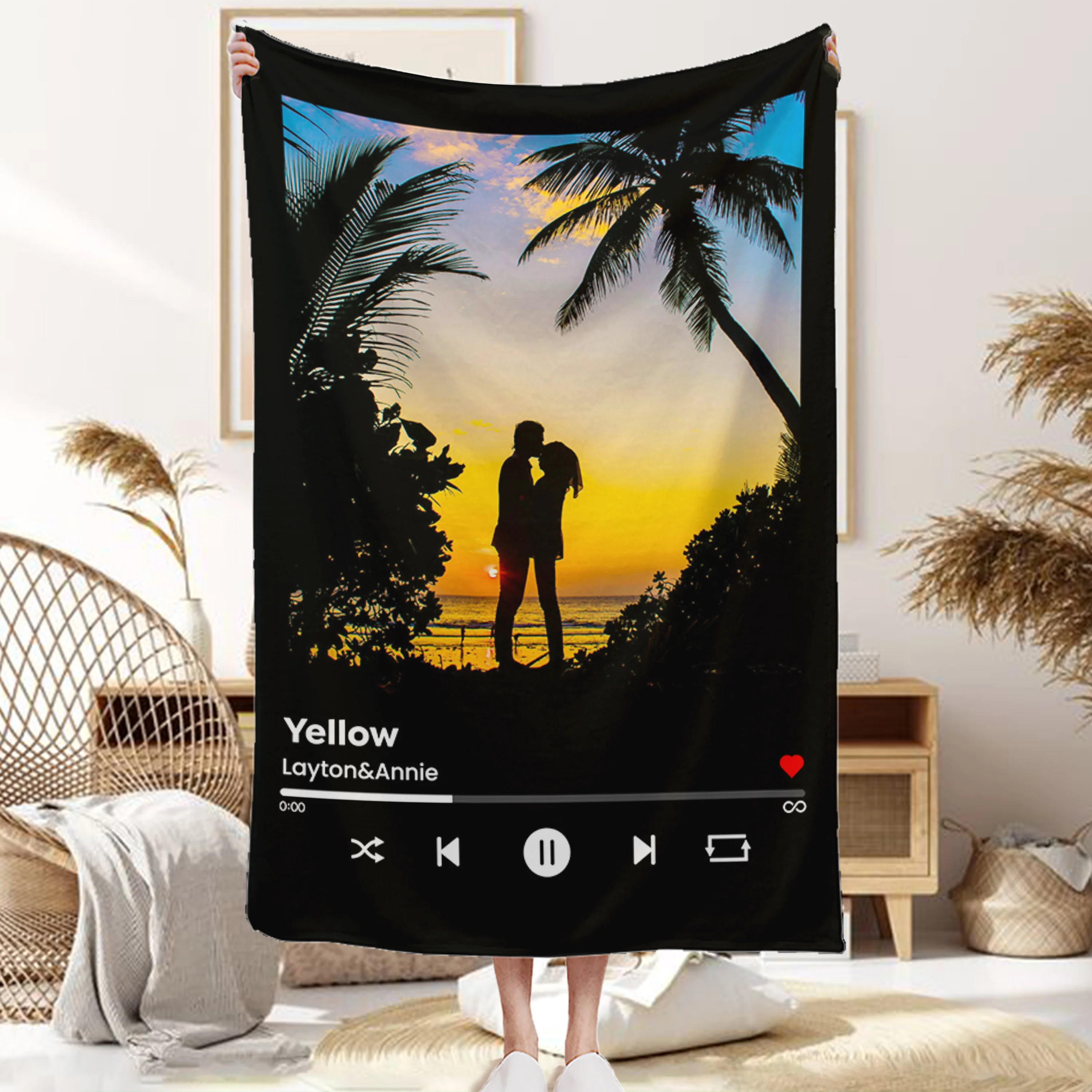 Personalized Music Playlist Blanket - Perfect Romantic Gift for Couples