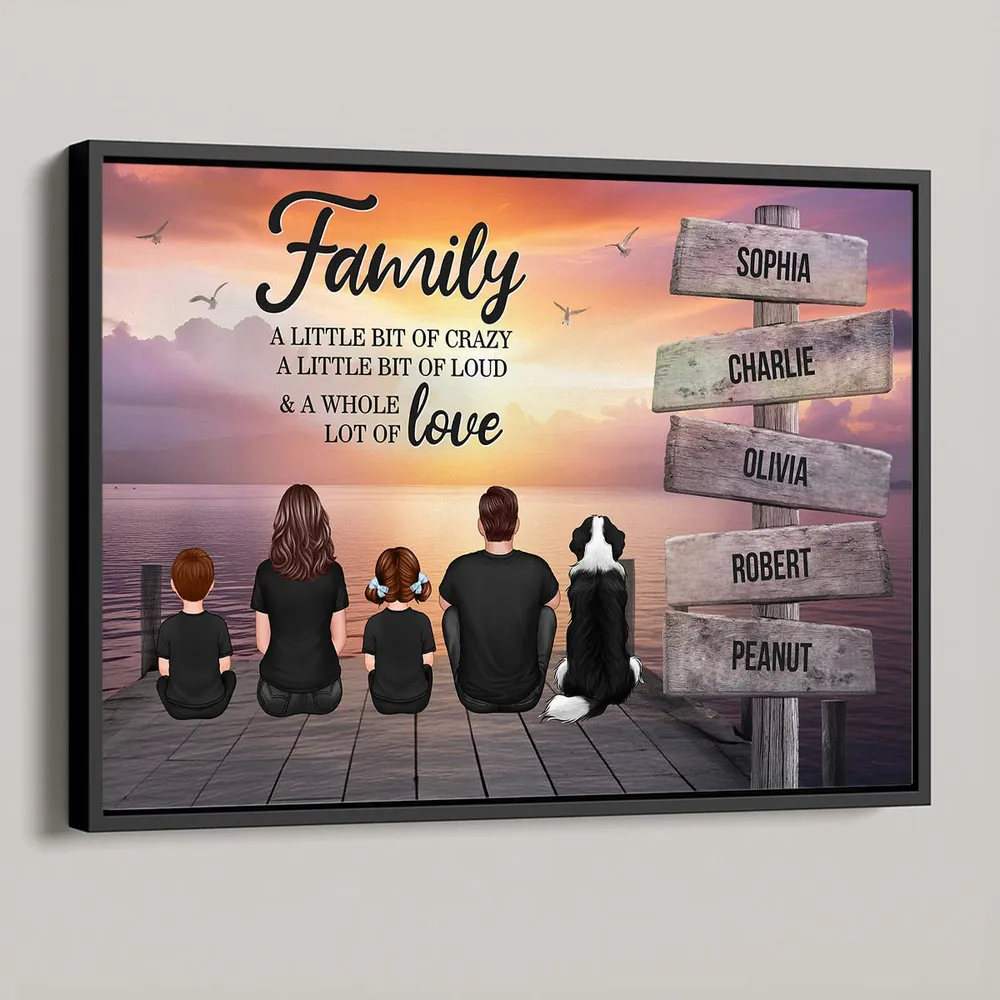 Beach Landscape Family A Little Whole Lot of Love Sign Posts Personalized Poster or Plaque or Keychain or Ornament , Home Decoration, Gift For Family - Image 2