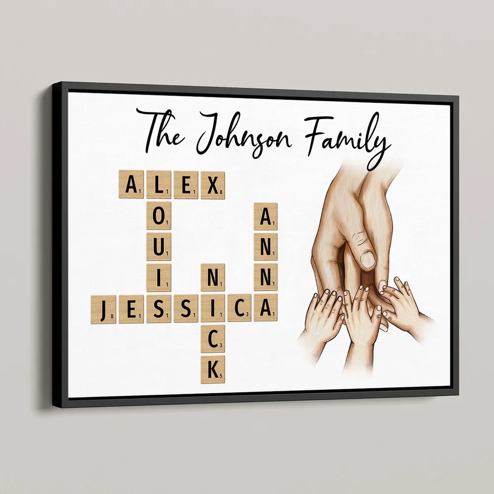 Personalized Poster or Keychain or Ornament or Plaque - Family Hands In Hands Crossword Puzzle Art Created In A Moment Treasured Forever - Image 3