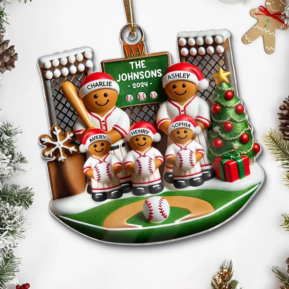 Custom Baseball Family Christmas Ornament - Personalized Holiday Keepsake - Image 2