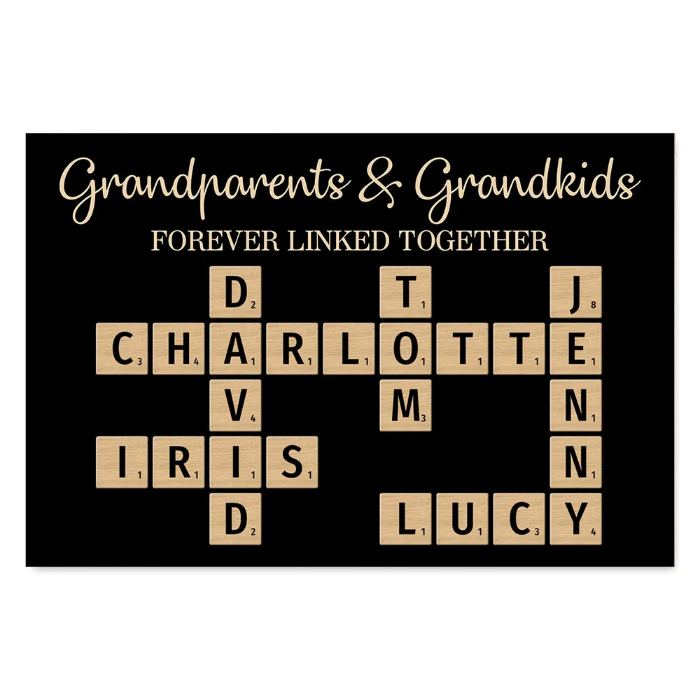 Grandparents & Grandkids Forever Linked Together Crossword Puzzle Personalized Poster or Keychain or Plaque or Ornament, Unique Christmas Gift For Large Family, Parent, Grandparents, Siblings, Brothers, Sisters - Image 2