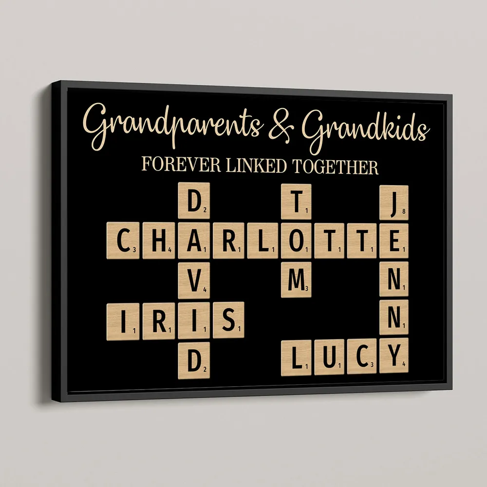 Grandparents & Grandkids Forever Linked Together Crossword Puzzle Personalized Poster or Keychain or Plaque or Ornament, Unique Christmas Gift For Large Family, Parent, Grandparents, Siblings, Brothers, Sisters - Image 3