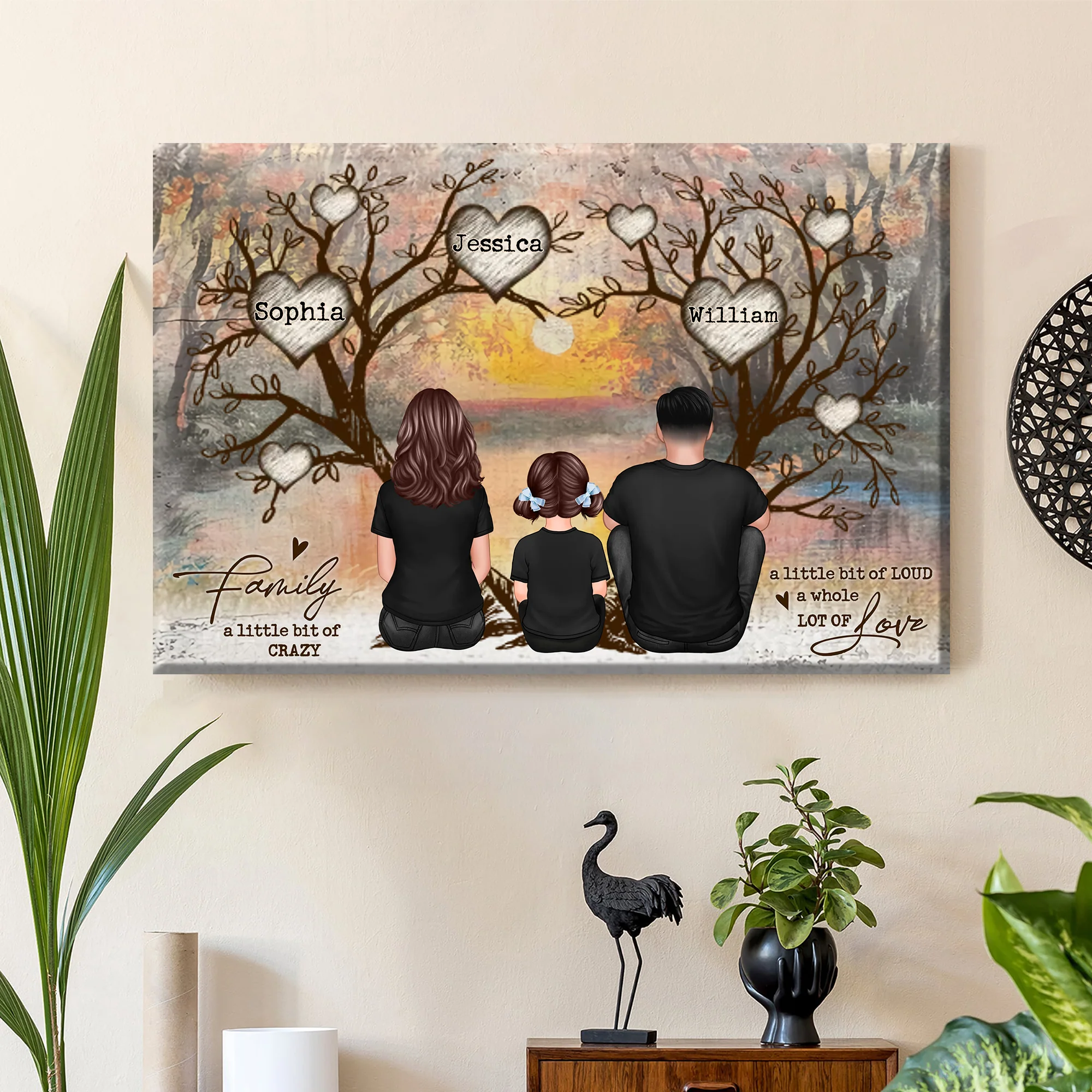 Family Heart Tree Sitting Personalized Poster or Keychain or Ornament or Plaque or Ornament, Home Decoration, Gift For Family - Image 2