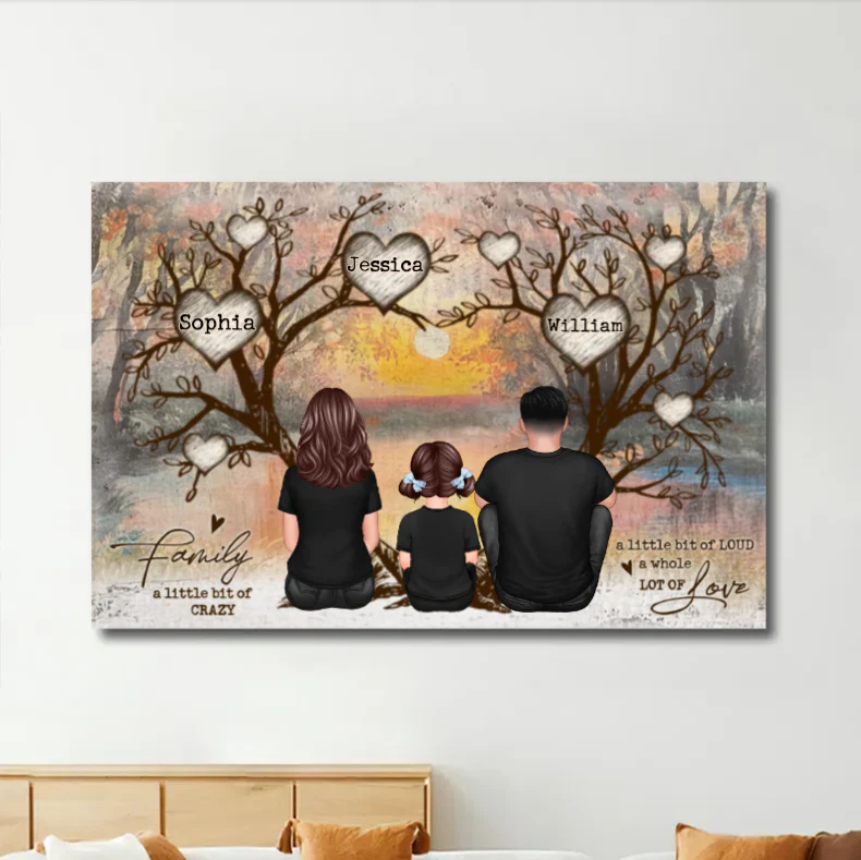 Family Heart Tree Sitting Personalized Poster or Keychain or Ornament or Plaque or Ornament, Home Decoration, Gift For Family - Image 4
