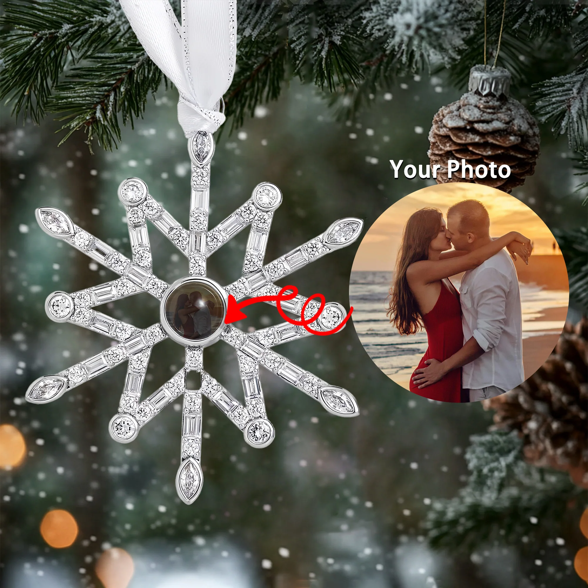 Personalized Photo Ornament - Capture Your Love in Sparkling Elegance - Image 4