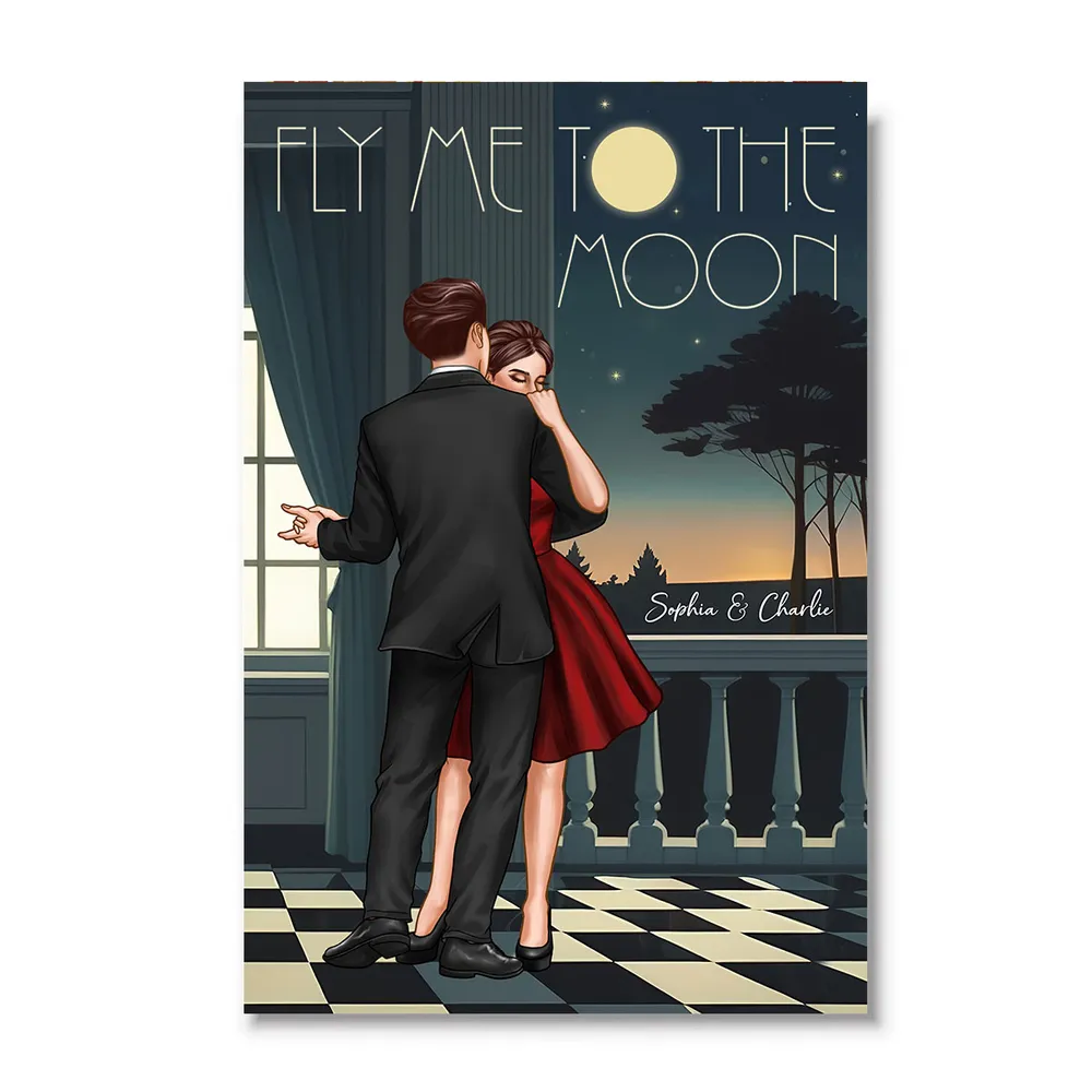 Celebrate Your Love and Passion for Dance - Couple Dancing In Moonlight Couple Anniversary Gift Valentine's Day Gift Personalized Poster