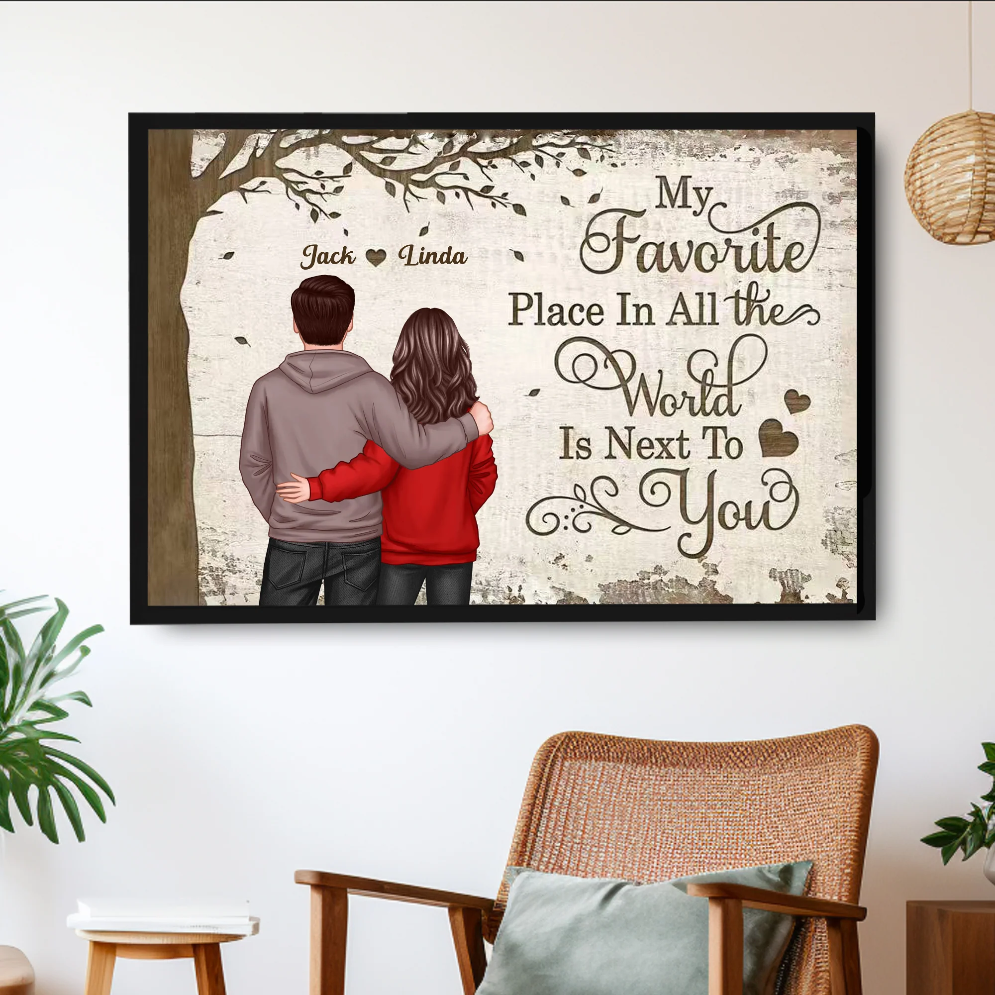 Custom Couple Commemorative Poster | Beautiful Illustrated Poster - The Perfect Gift to Convey Love and Memories | A Heartwarming Decoration for Couples on Special Occasions - Image 2