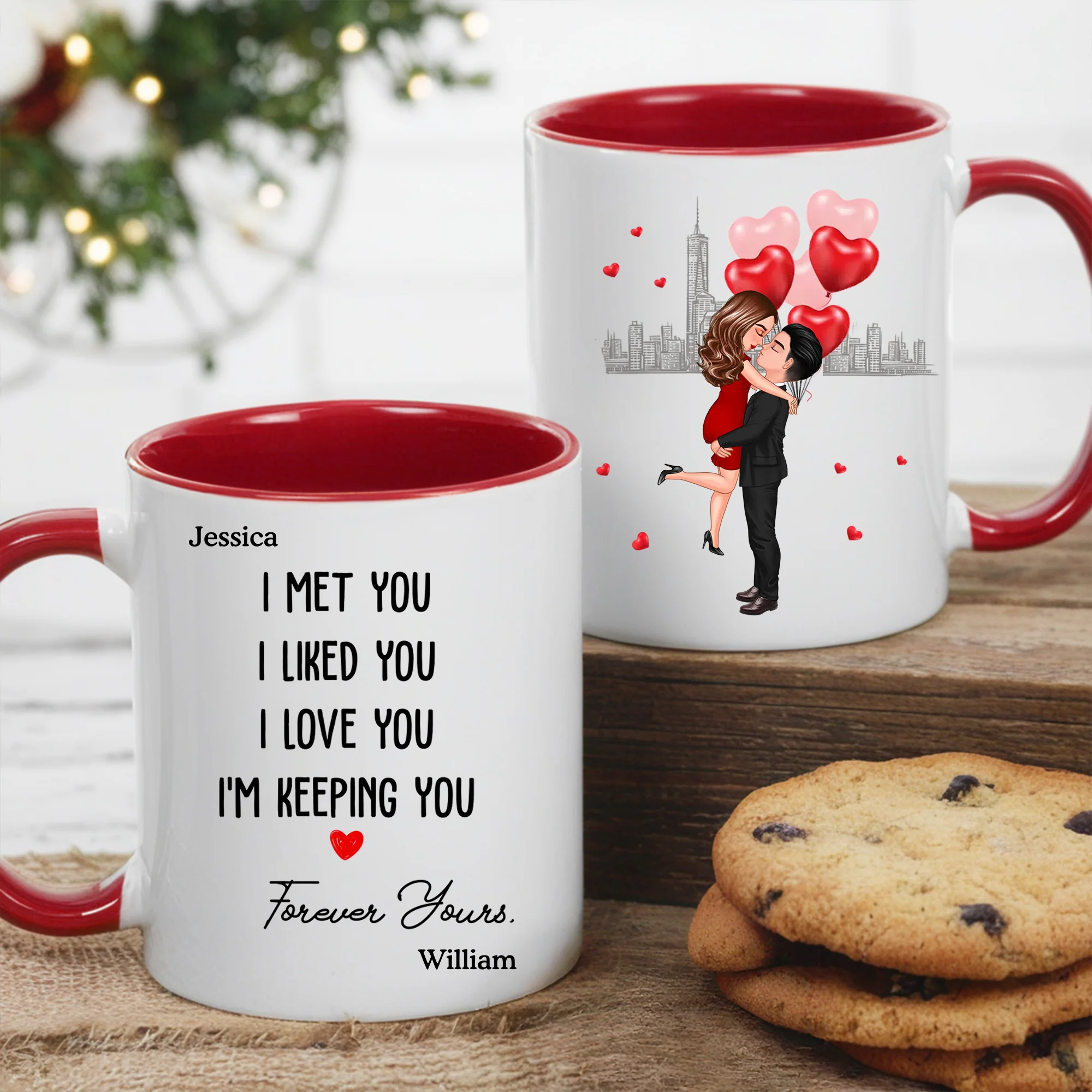 Forever Yours Couple Anniversary Gift Valentine's Day Personalized Mug- A Warm Expression of Deep Love with Temperature Symbolized Cups - Image 3