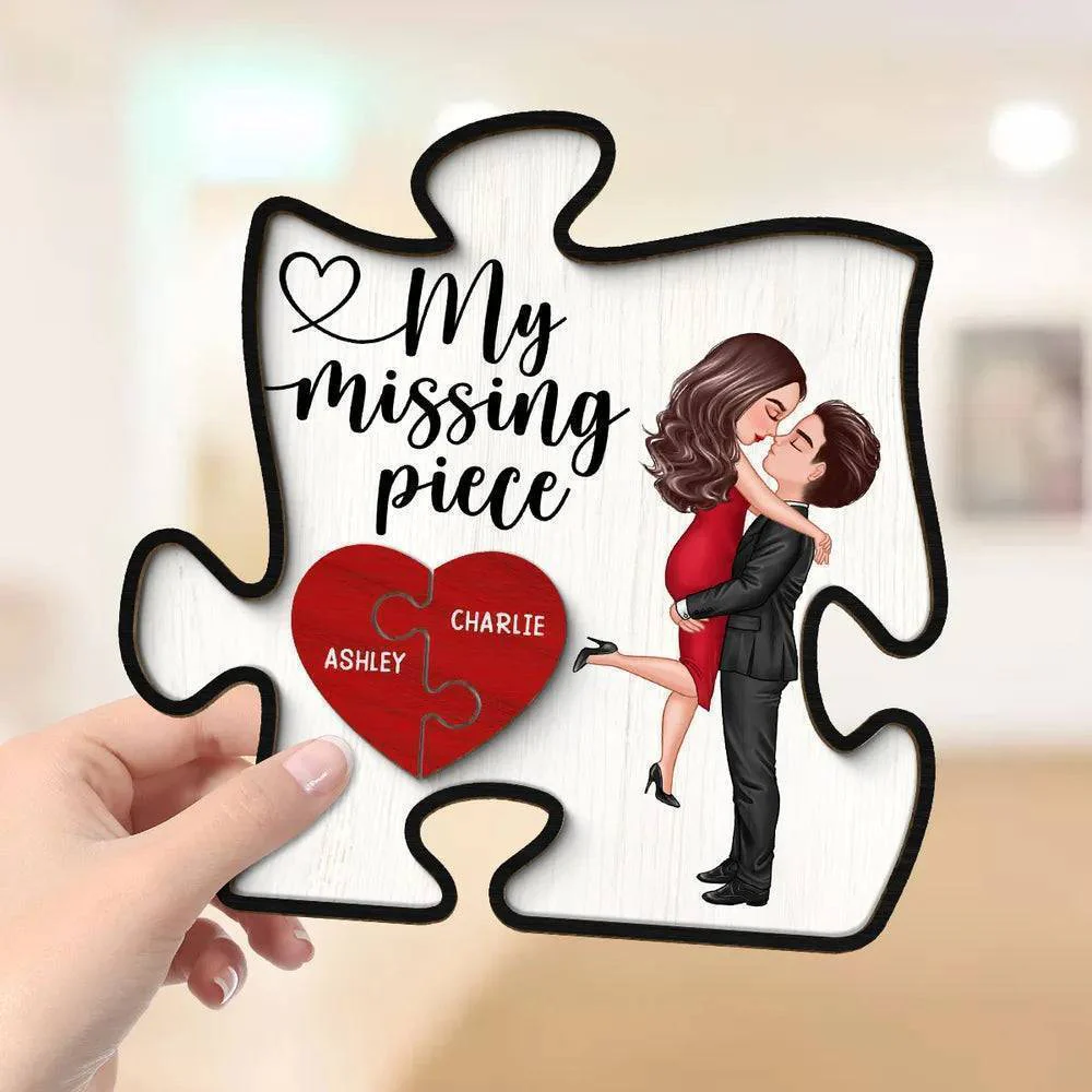 A Beautiful Expression of Deep Affection, Perfect for Gifting - 'My Missing Piece' Personalized Puzzle Heart 2-Layer Ornament- Romantic Valentine's & Anniversary Gift for Couples - Image 7
