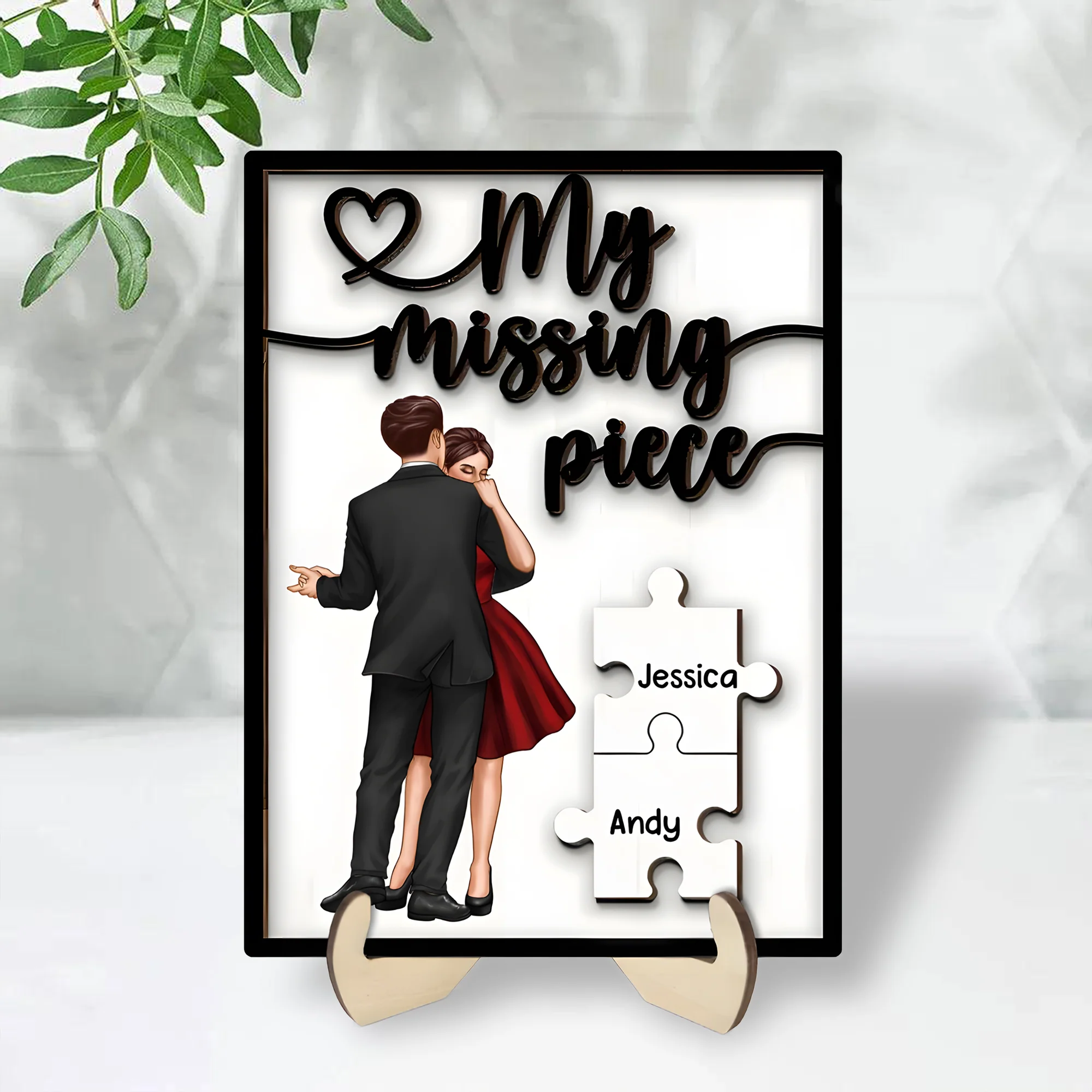 Personalized "My Missing Piece" 2 Layered Wooden Plaque – A Heartfelt Gift for Couples, A Symbol of Love and Completion, Anniversary Gift, Valentine's Day Gift For Couple - Image 3
