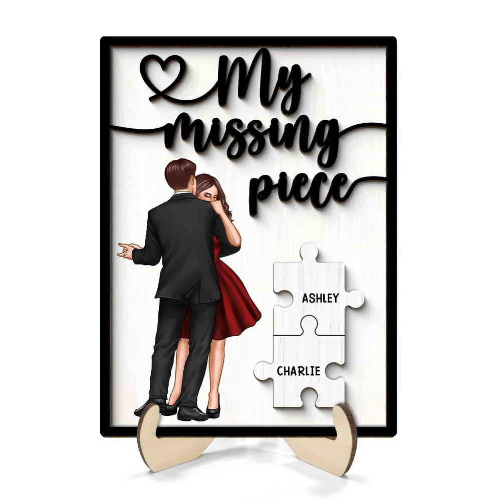 Personalized "My Missing Piece" 2 Layered Wooden Plaque – A Heartfelt Gift for Couples, A Symbol of Love and Completion, Anniversary Gift, Valentine's Day Gift For Couple - Image 4
