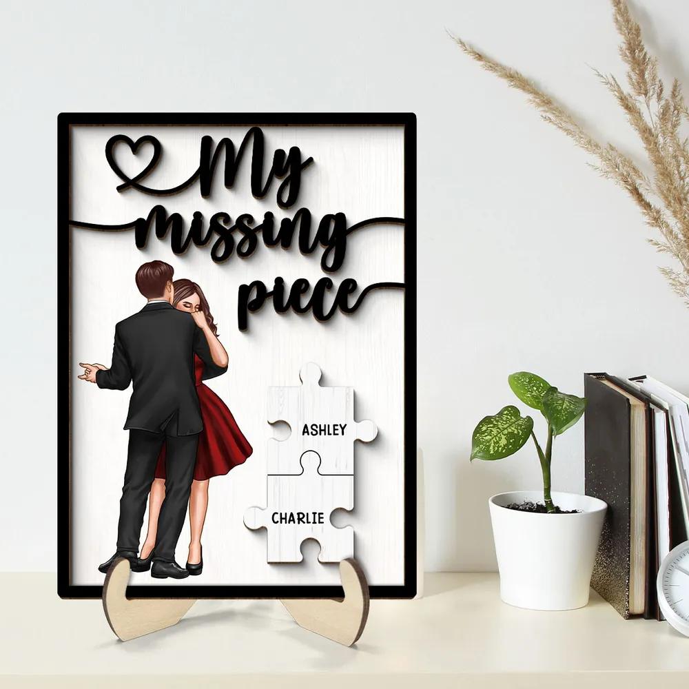 Personalized "My Missing Piece" 2 Layered Wooden Plaque – A Heartfelt Gift for Couples, A Symbol of Love and Completion, Anniversary Gift, Valentine's Day Gift For Couple - Image 5