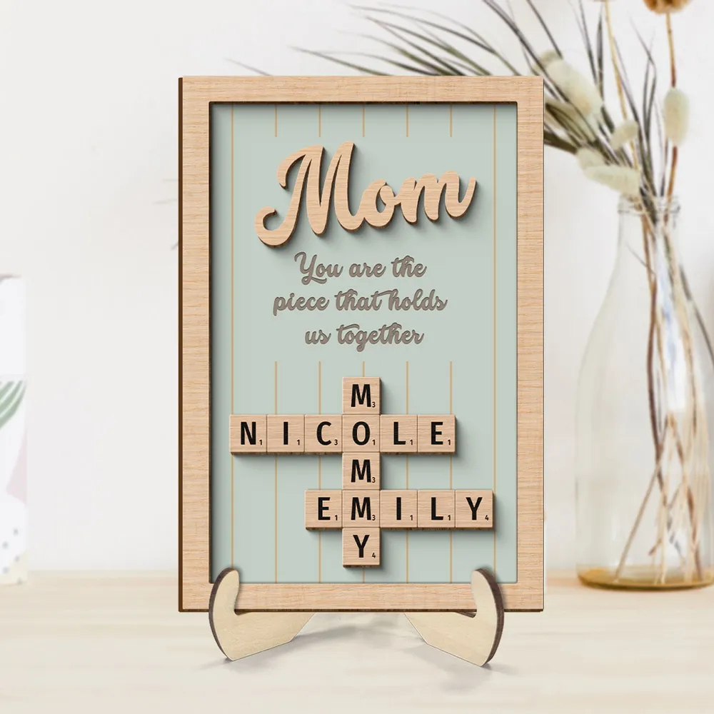 Personalized 2-Layer Wooden Puzzle Art Plaque - Mom, The Piece That Holds Us Together, Perfect Gift for Mom - Image 6