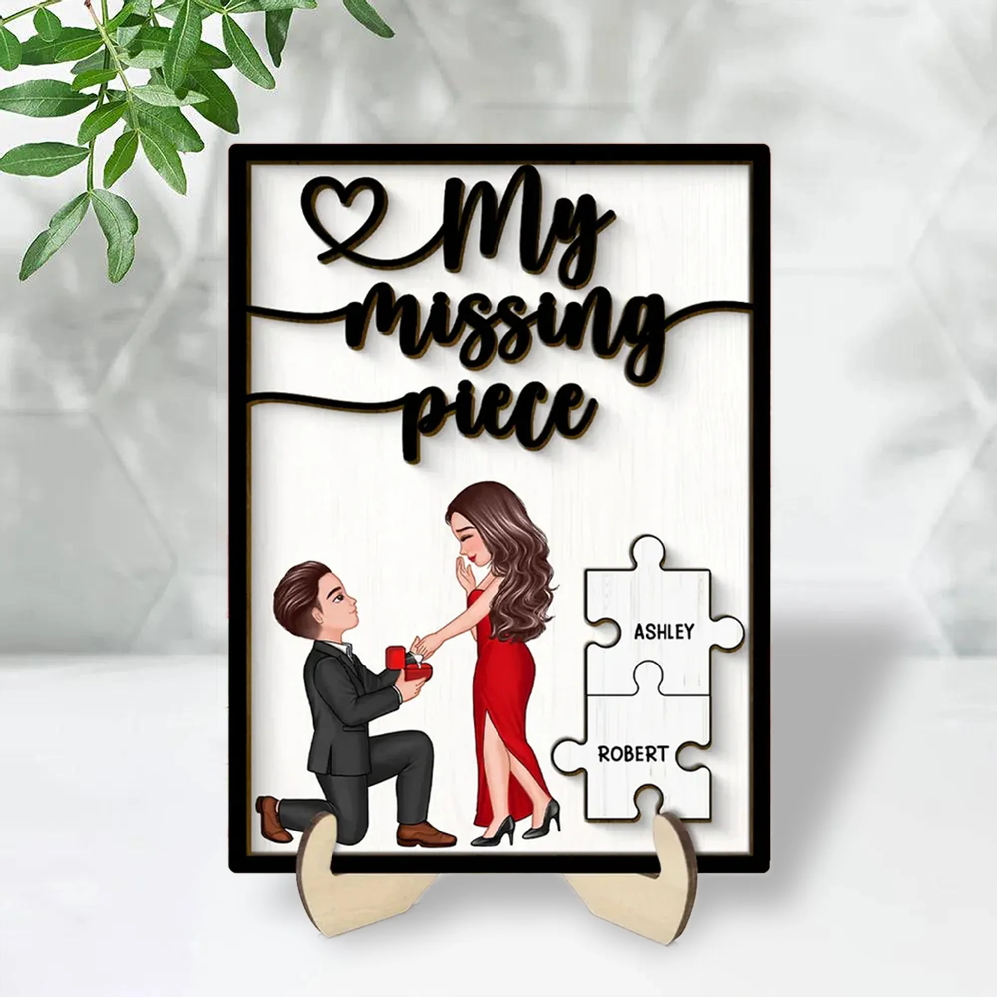 Special Moment Couple Proposal 2-Layered Wooden Plaque, Personalized Couple Proposal Engagement Anniversary Keepsake, Heartfelt Decoration For Couples - Image 3