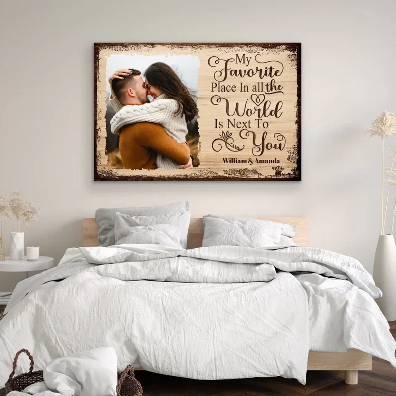 Personalized Poster/Canvas - My Favorite Place In All the World Is Next To You - Valentine's Day Gift for Couples - Image 6