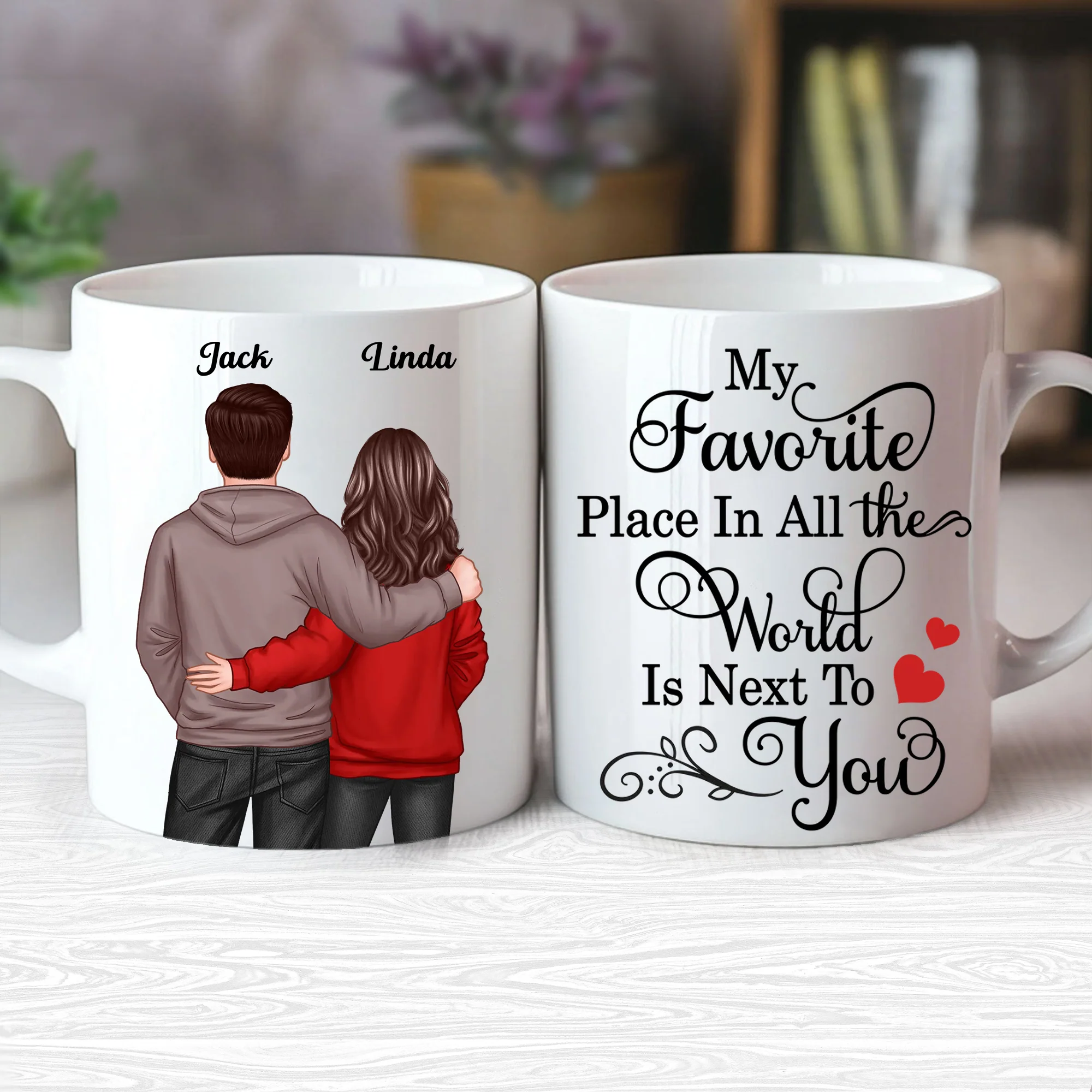 Personalized Couple Cup - "My Favorite Place in the World Is Next to You," A Perfect Gift for Any Occasion!