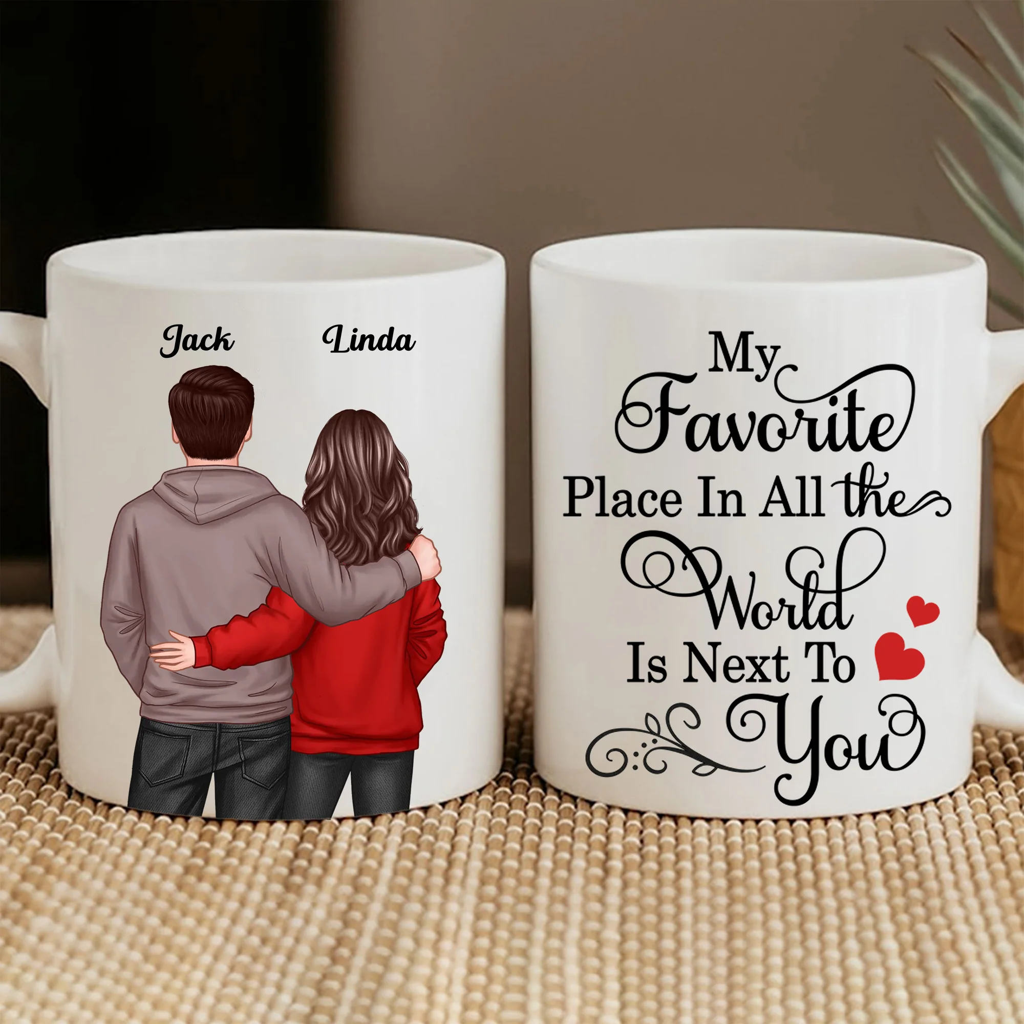 Personalized Couple Cup - "My Favorite Place in the World Is Next to You," A Perfect Gift for Any Occasion! - Image 2