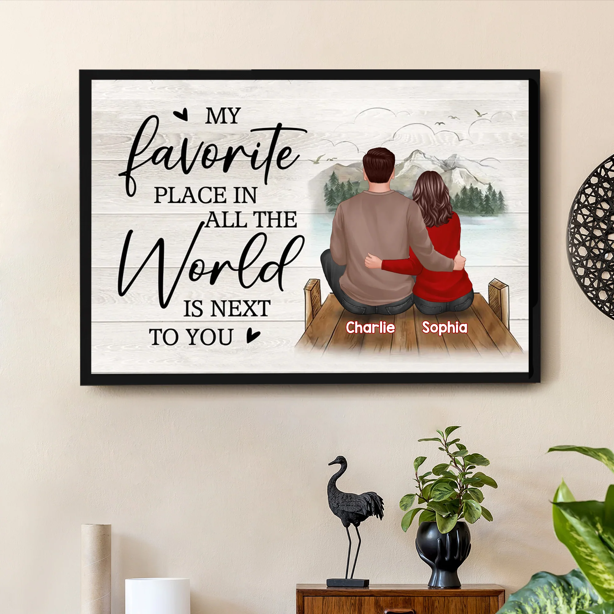Personalized Poster/Canvas - My Favorite Place In All The World Is Next To You - Romantic Valentine's Day Gift for Couples
