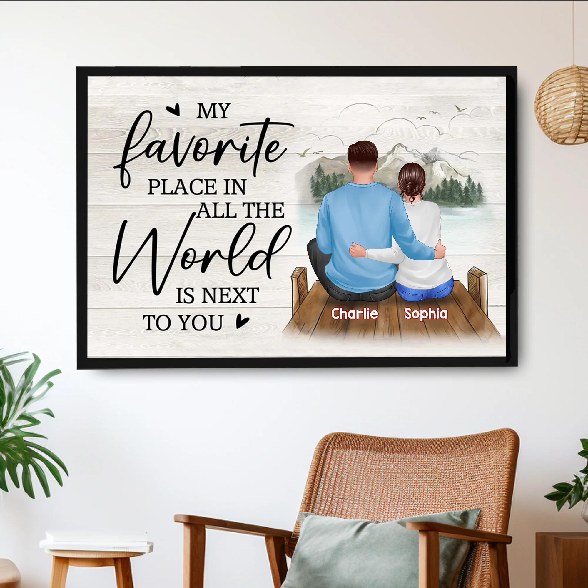 Personalized Poster/Canvas - My Favorite Place In All The World Is Next To You - Romantic Valentine's Day Gift for Couples - Image 3