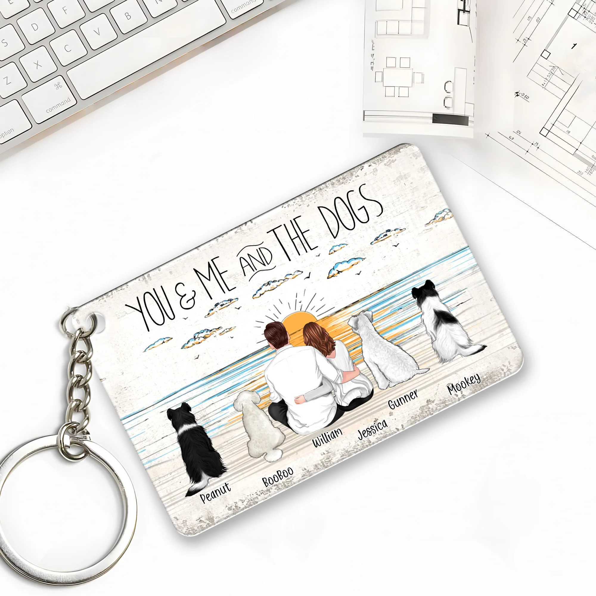 Personalized Keychain, Ornament, Plaque, Poster, Sign - "You & Me and the Dogs" Custom Gift for Dog Lovers - Image 2