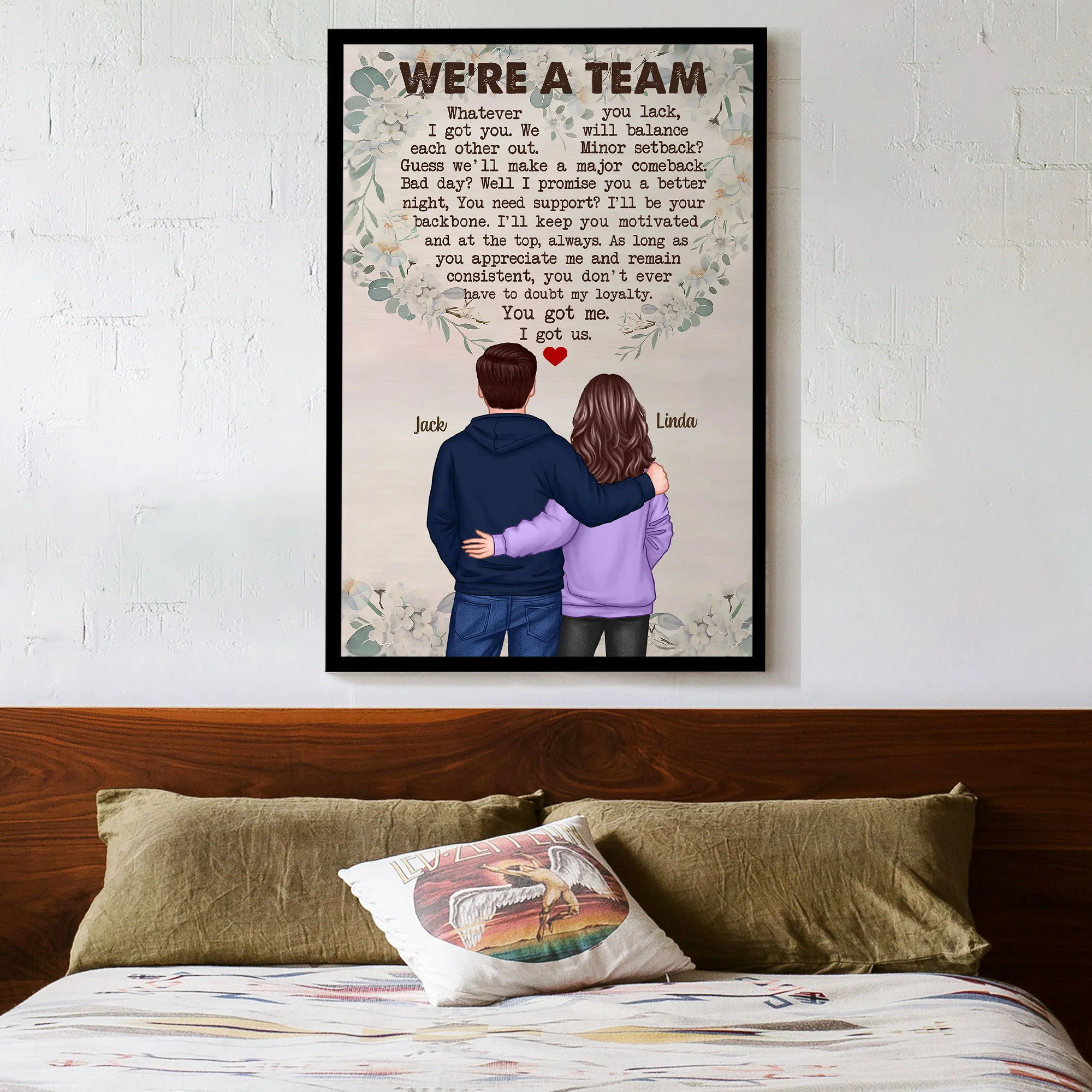 We're a Team Personalized Couple Poster - Perfect Gift for Lovers, Anniversaries, Valentine's Day, and Weddings - Image 3