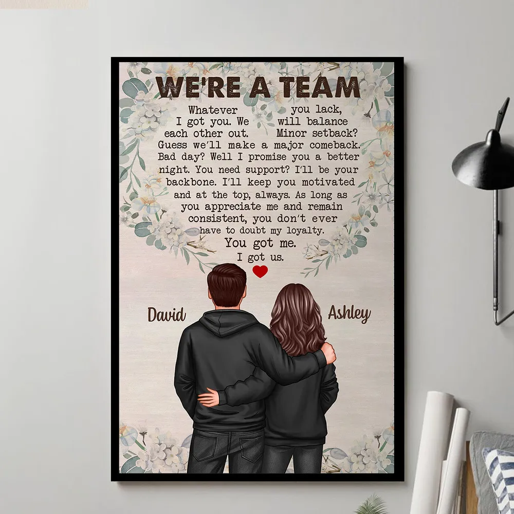 We're a Team Personalized Couple Poster - Perfect Gift for Lovers, Anniversaries, Valentine's Day, and Weddings - Image 9