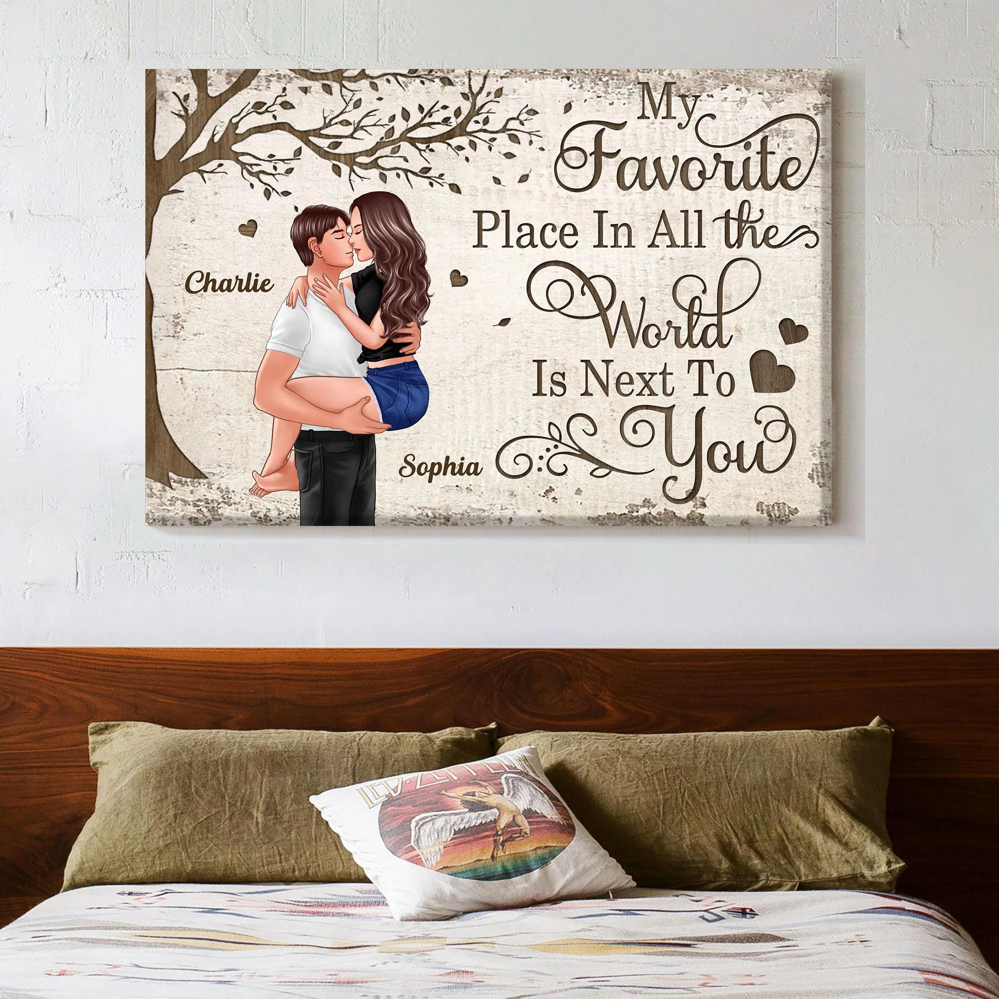 Personalized "Favorite Place In All The World" Couple Kissing Canvas/Poster - A Perfect Valentine's Day Gift for Couples - Image 2