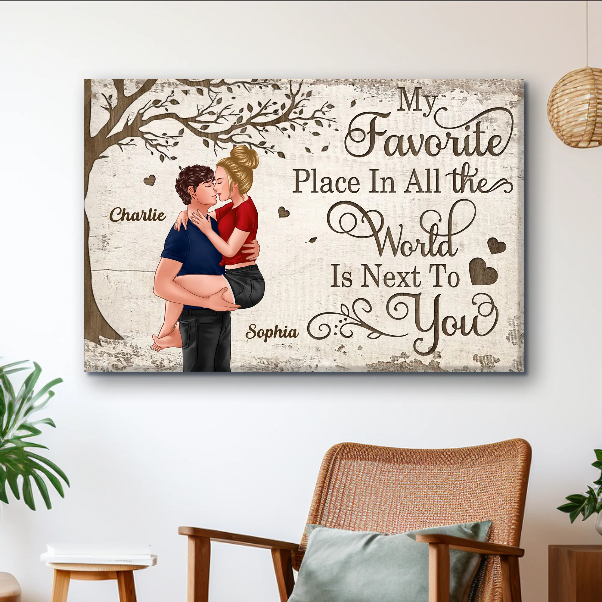 Personalized "Favorite Place In All The World" Couple Kissing Canvas/Poster - A Perfect Valentine's Day Gift for Couples - Image 3