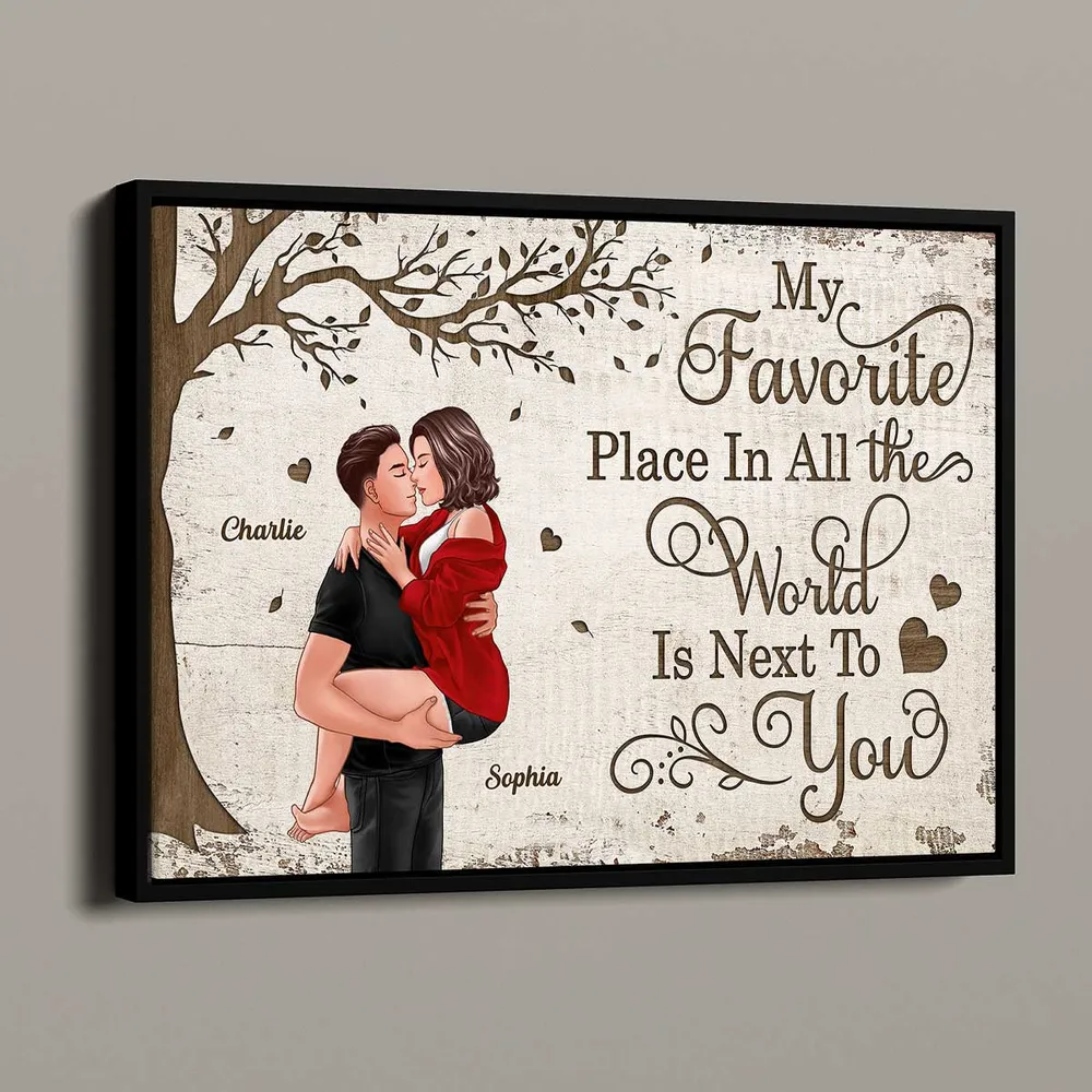 Personalized "Favorite Place In All The World" Couple Kissing Canvas/Poster - A Perfect Valentine's Day Gift for Couples - Image 5