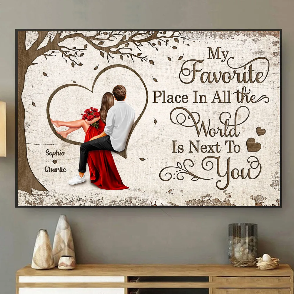 Personalized "My Favorite Place In All The World" Poster or Canvas – Perfect Valentine's Day Gift for Couples - Image 4