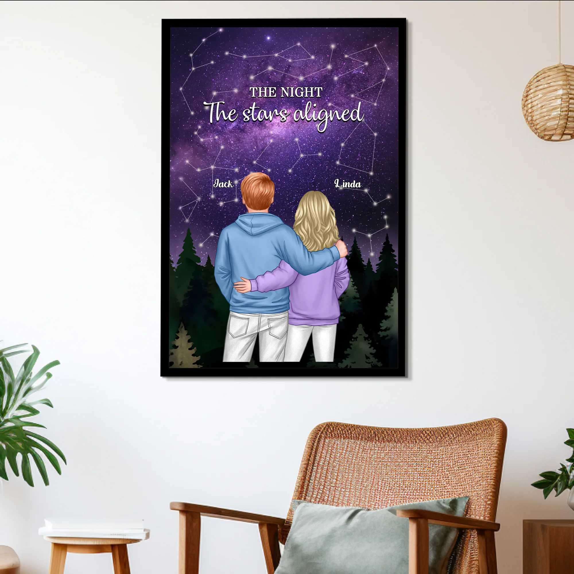 Under the Stars Personalized Couple Poster - A Unique Gift for Valentine’s Day & Anniversaries - Image 2