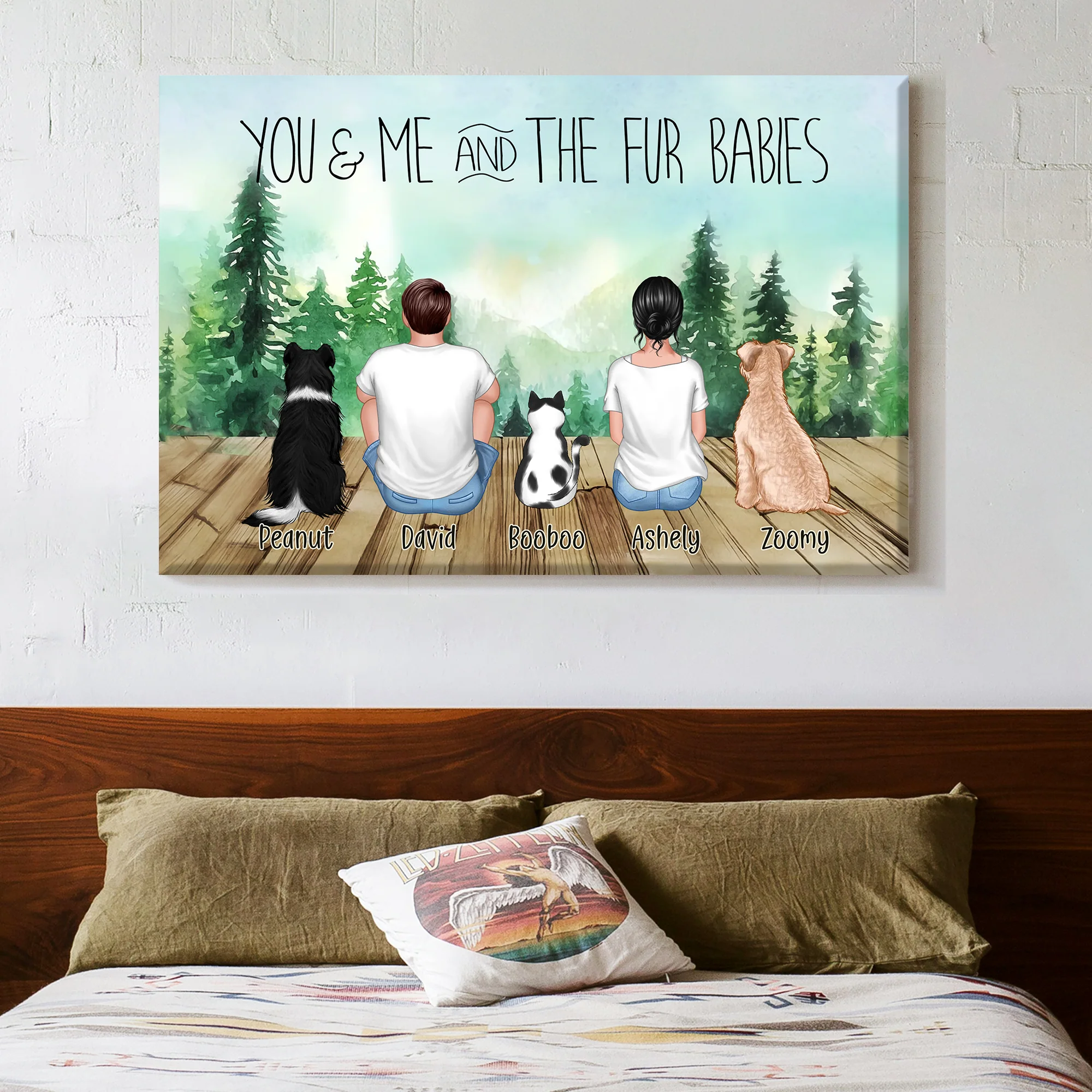 You, Me, and the Fur Babies - Personalized Poster or Plaque or Keychain or Ornament or Pillow - Special Design for Pet-Loving Families - Image 2