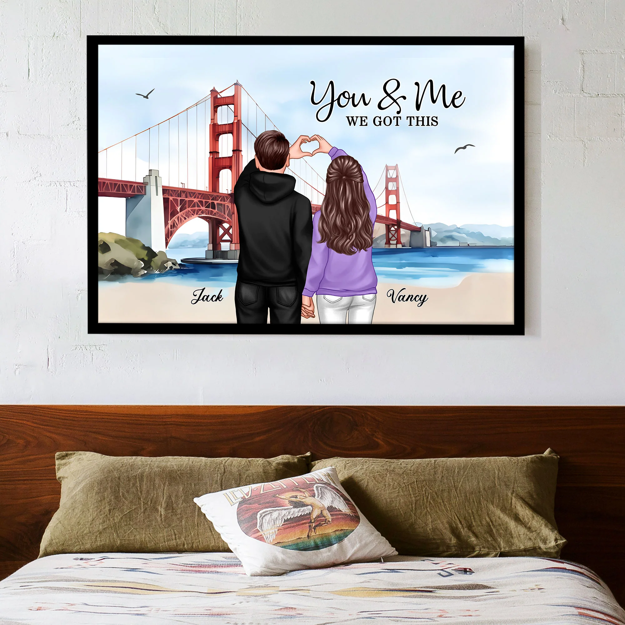 Custom Couple Poster - A Timeless Love Story with Scenic Bridge Backdrop - Image 3