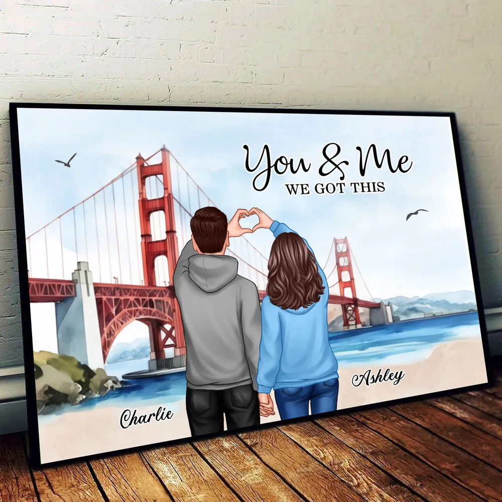 Custom Couple Poster - A Timeless Love Story with Scenic Bridge Backdrop - Image 8