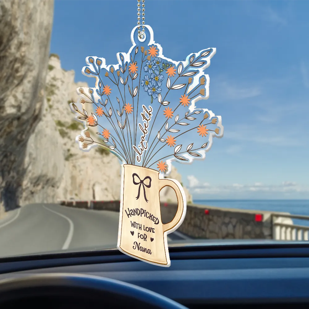 Personalized Mother's Day Ornament - "Handpicked with Love for Mama" Custom Floral Gift - Image 2