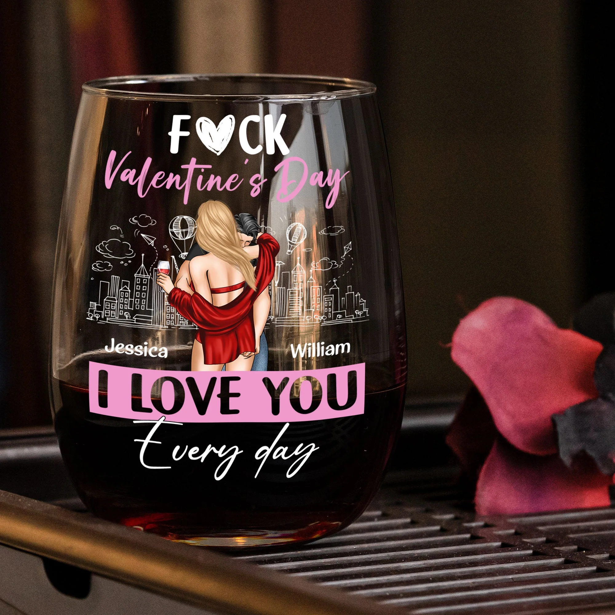 Personalized Valentine's Day Wine Glass - "I Love You Every Day" Romantic Gift for Couples - Image 4