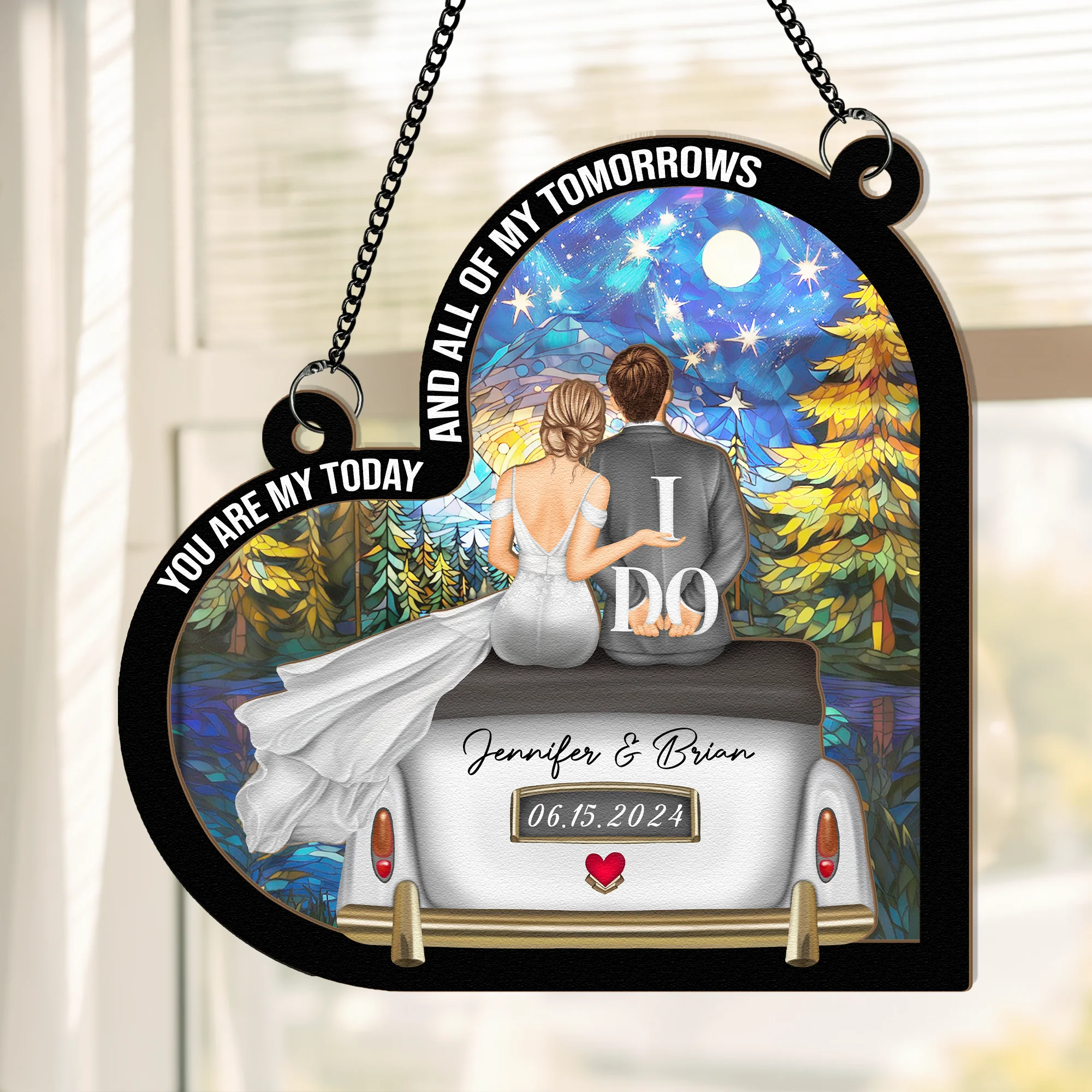 Romantic Wedding Keepsake - "You Are My Today and All of My Tomorrows" Layered Wooden and Acrylic Ornament, Perfect for Newlyweds - Image 5