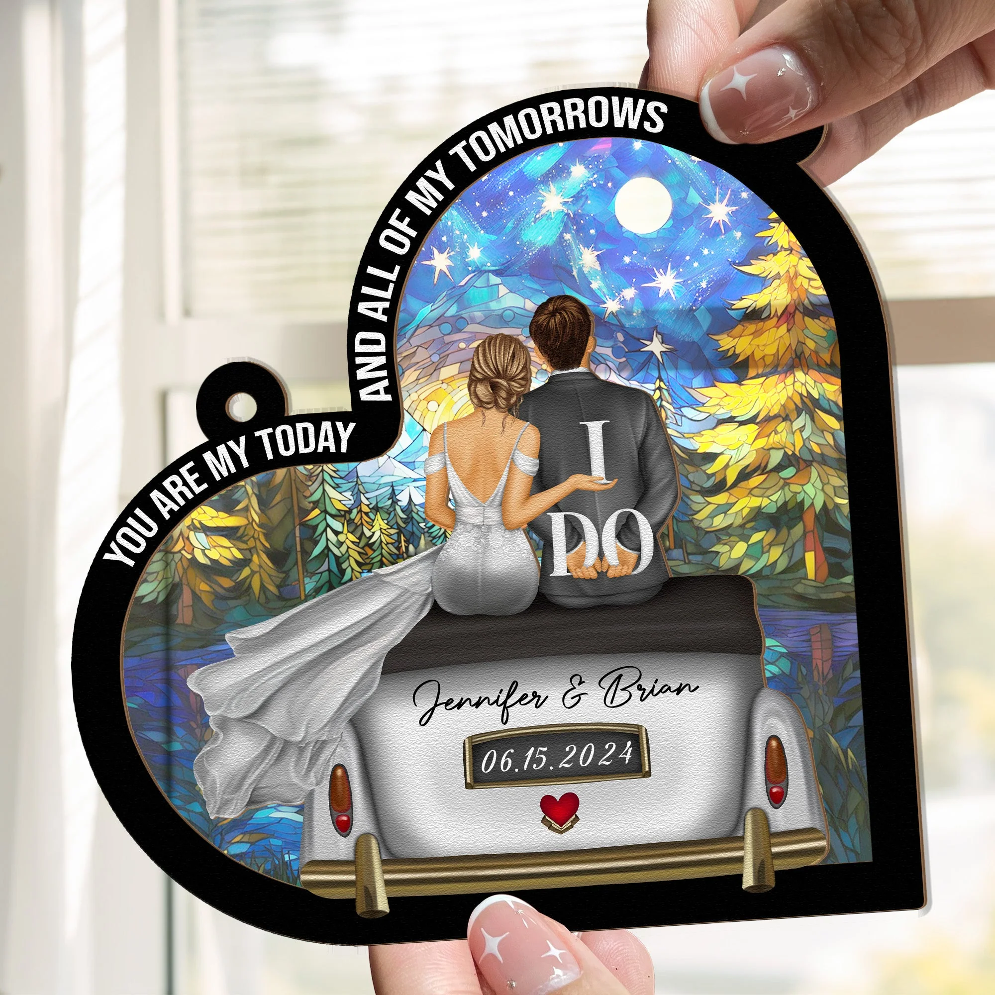 Romantic Wedding Keepsake - "You Are My Today and All of My Tomorrows" Layered Wooden and Acrylic Ornament, Perfect for Newlyweds - Image 6