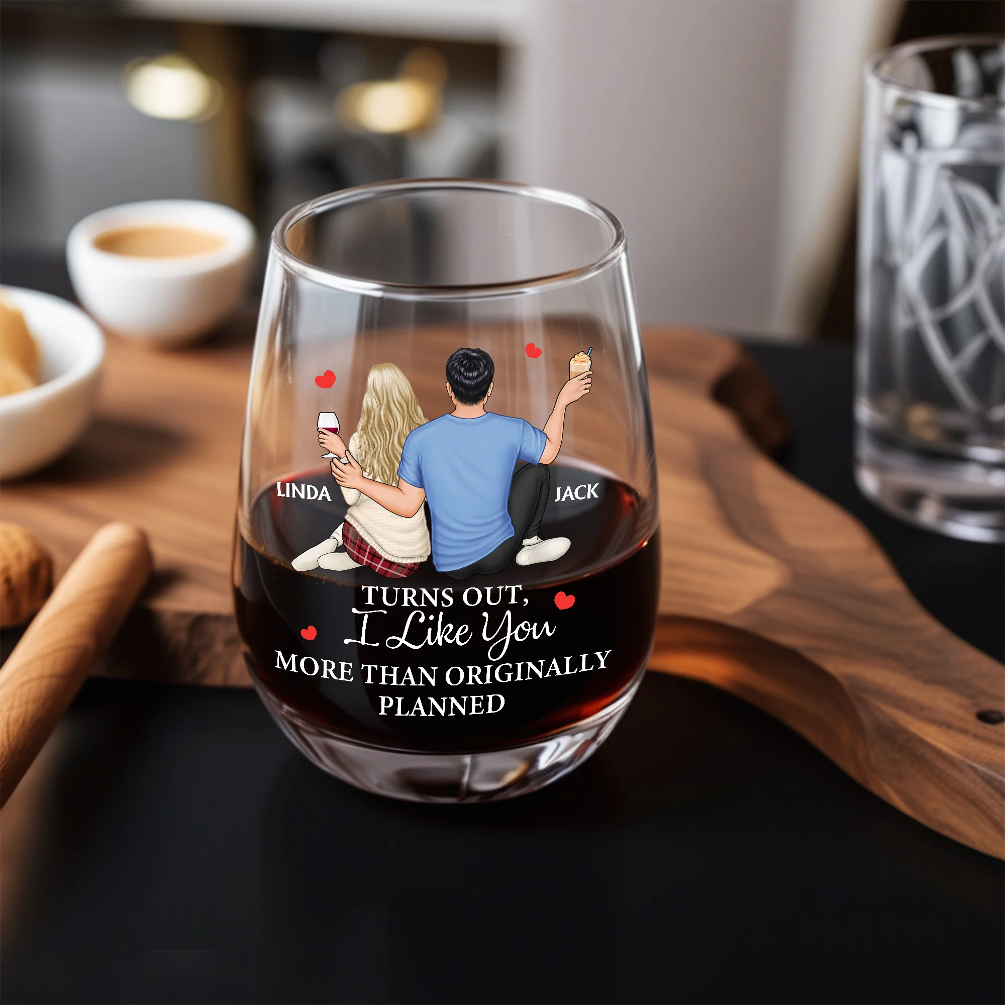 Personalized Couple Wine Glass Cup - "Turns Out, I Like You More Than Originally Planned" | Romantic Gift for Valentine's Day, Christmas, and Anniversaries - Image 3
