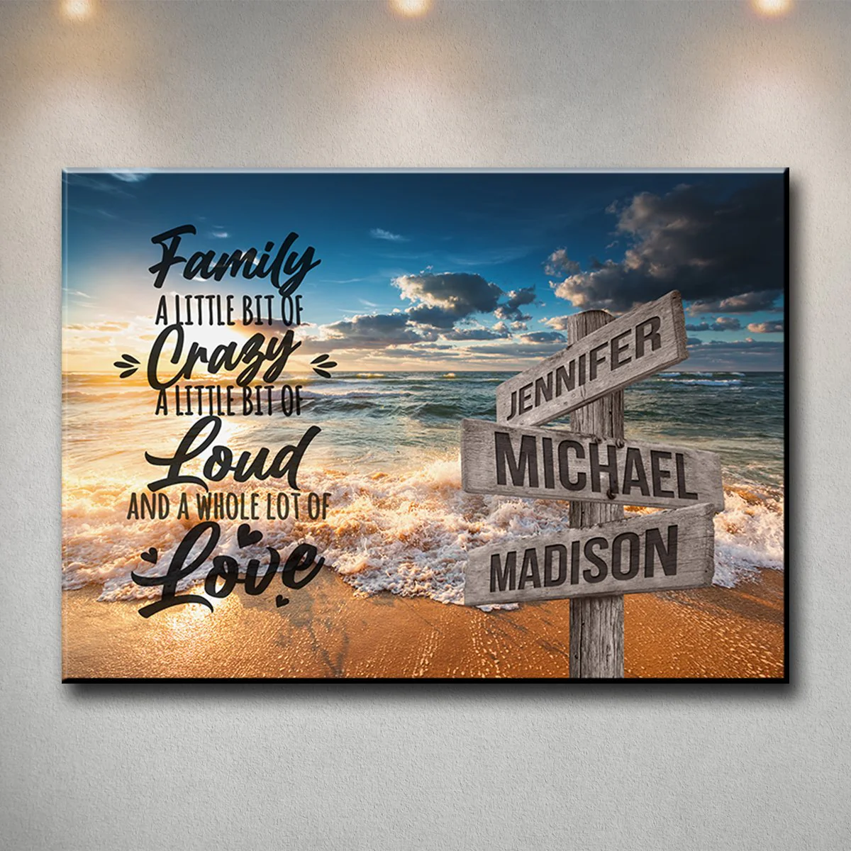 "Family Love & Joy" Personalized Ocean Sunset Canvas Art - The Perfect Gift to Cherish Family Moments - Image 4