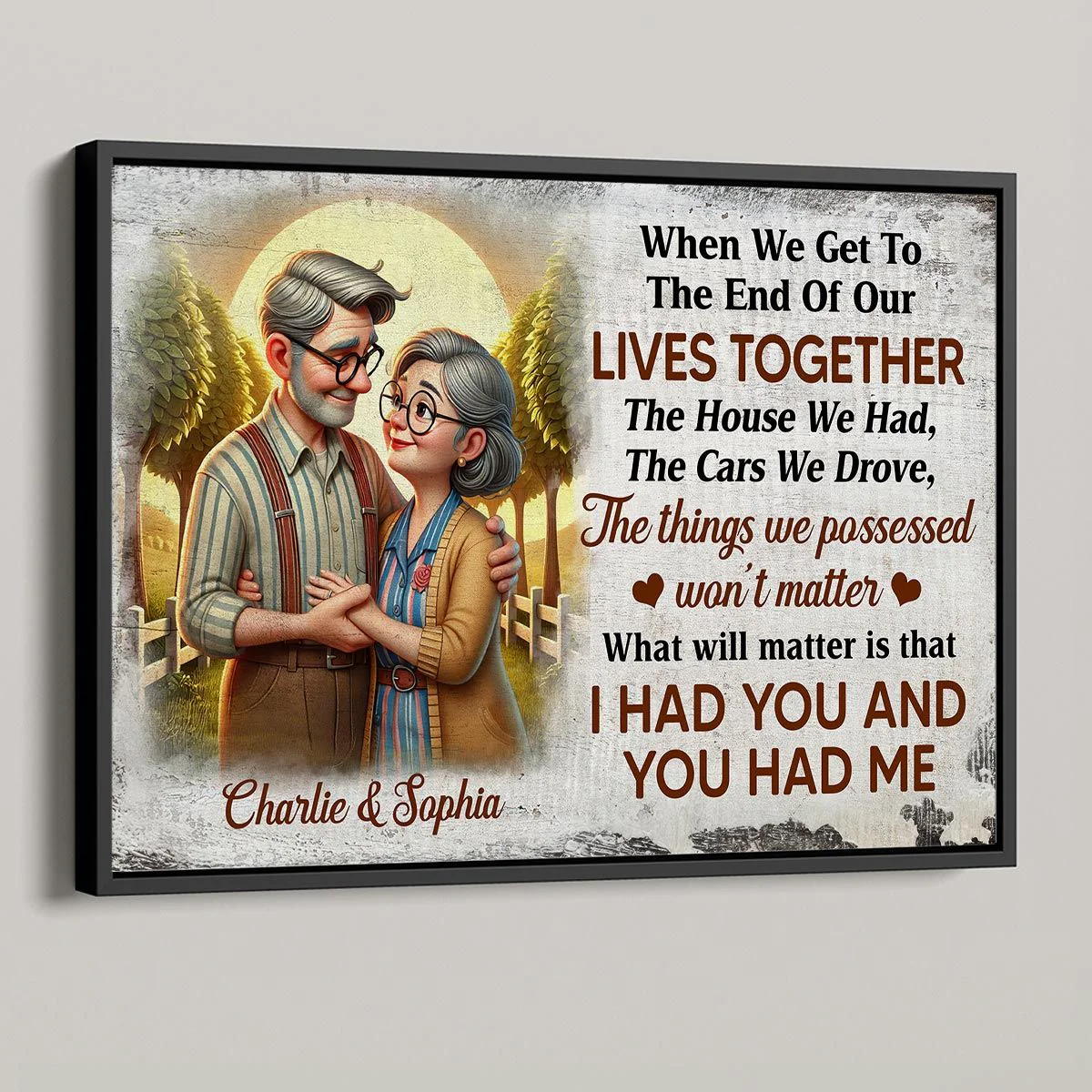 Personalized Elderly Couple Embrace Poster or Canvas - "I Had You and You Had Me" Romantic Keepsake Gift - Image 9