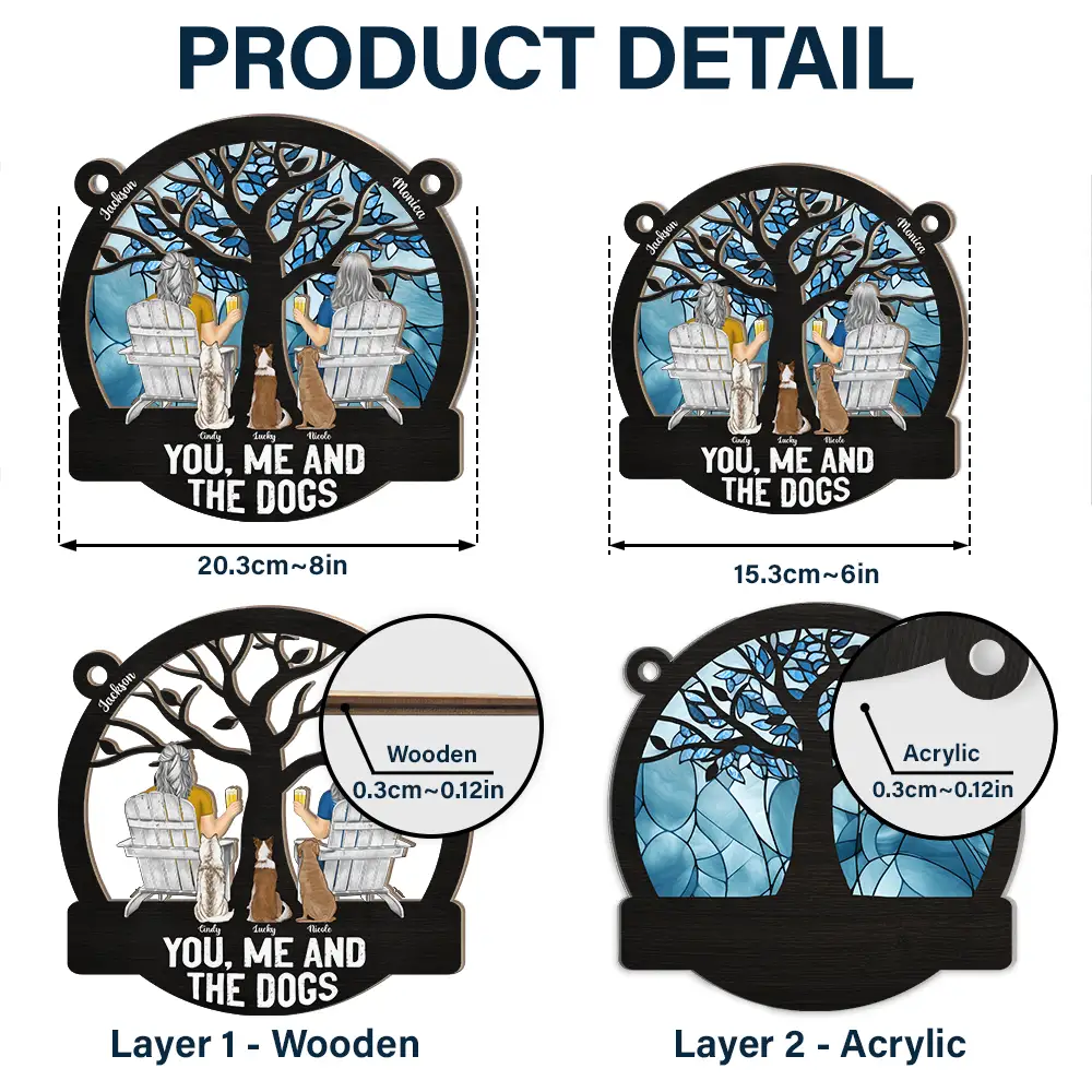 "Raising a Toast Through the Seasons - Custom Couple & Dog Ornament, A Heartwarming Gift for Wife or Husband" - Image 9