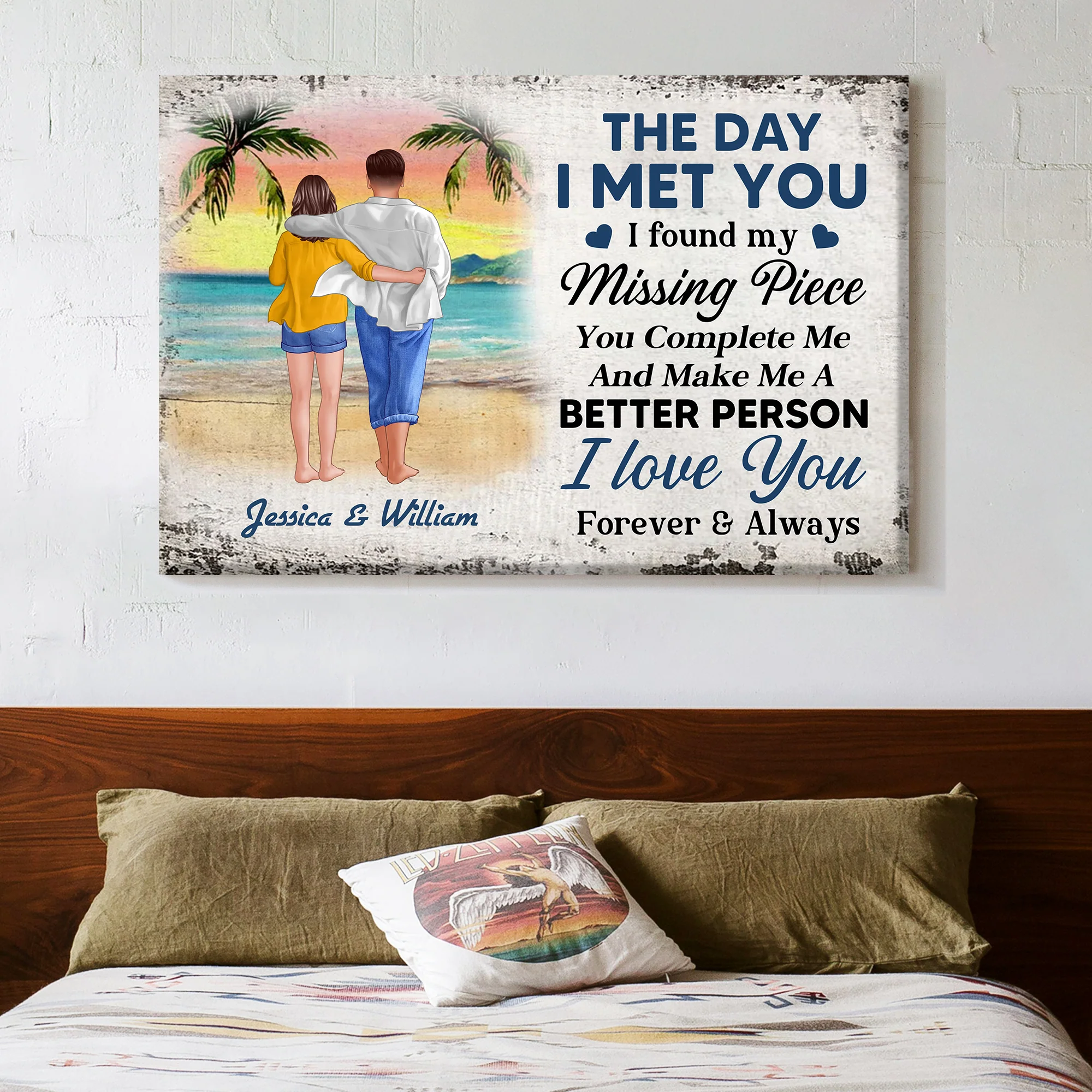 Personalized Beach Couple Poster or Canvas - "The Day I Met You" Romantic Keepsake Gift, Perfect for Couples - Image 2