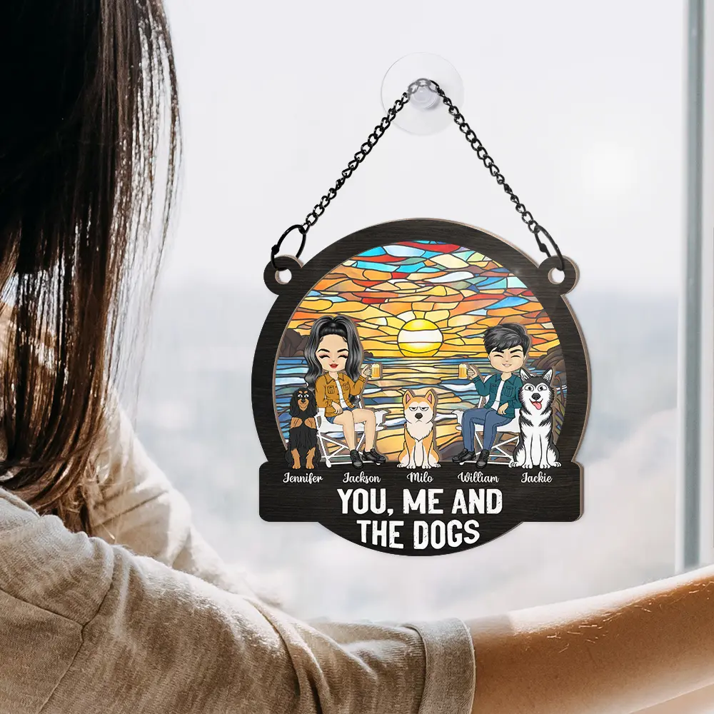 You, Me & the Dog Enjoying a Forest Sunset - Custom Wood & Acrylic Ornament, Perfect for Dog Lovers’ Birthdays or Holiday or valentine's day Gifts - Image 7