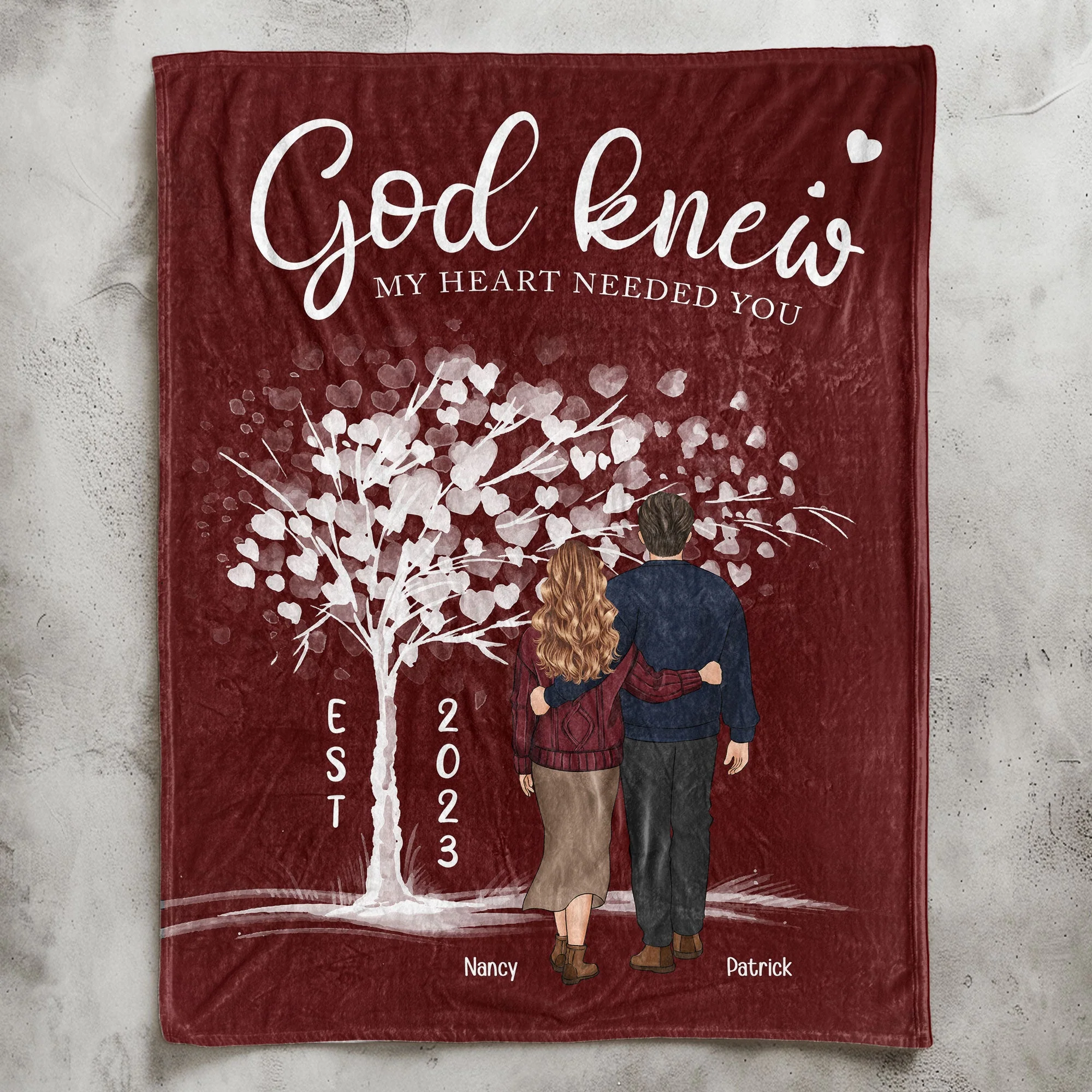 Couple Back Theme Personalized Art – “God Knew My Heart Needed You” Poster or Canvas, Perfect Valentine’s and Anniversary Gift - Image 5